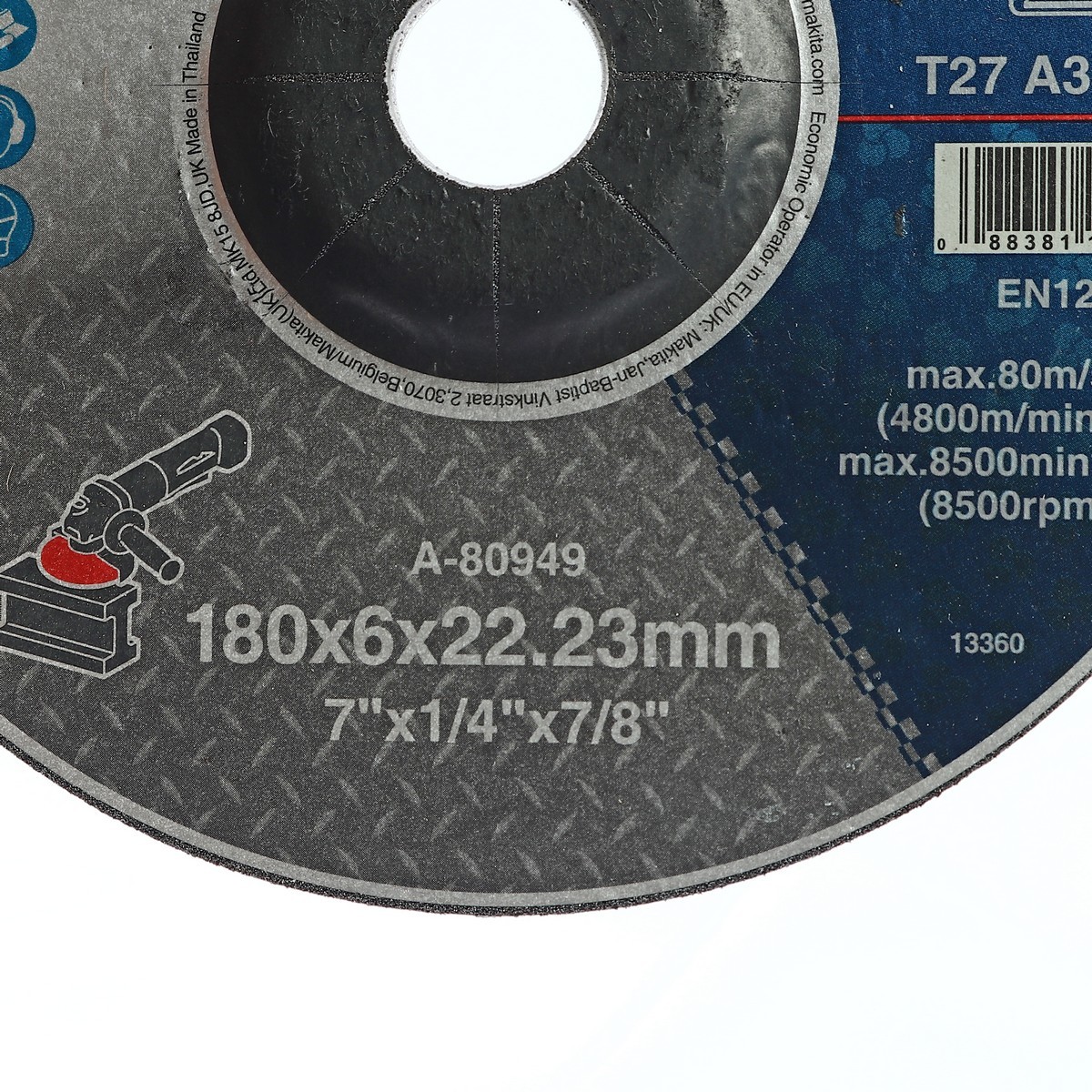 ใบเจียร์เหล็ก MAKITA 7″ 180x6x22.23mm A36P A-80949