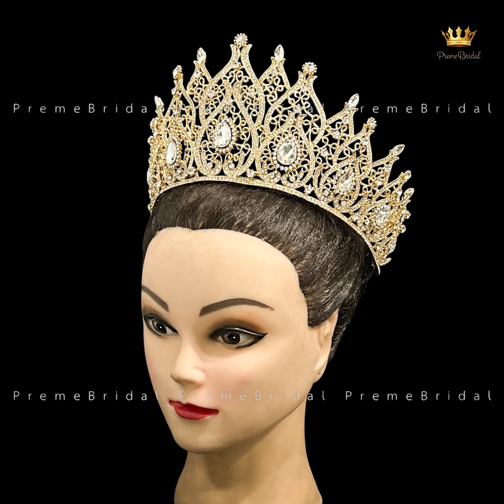 (พร้อมส่งจากไทย) มงกุฏ 115 สีทอง มงกุฎนางงาม มงกุฎเพชร มงกุฎประกวด สวยงามอลังการ ฐานมงวงกลมปรับได้ สินค้าพร้อมส่ง ไม่ต้องรอนาน งานพรีเมี่ยม