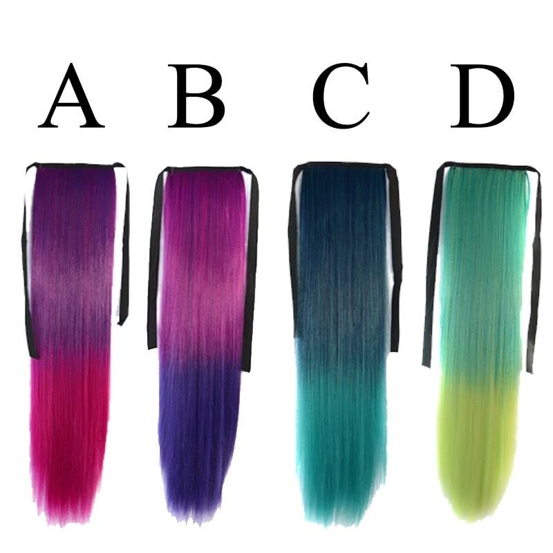 NEW137 แฮร์พีช หางม้าแบบผูก ผมตรง ไล่เฉดสีสุดพลัง สีสันสุดแสบ