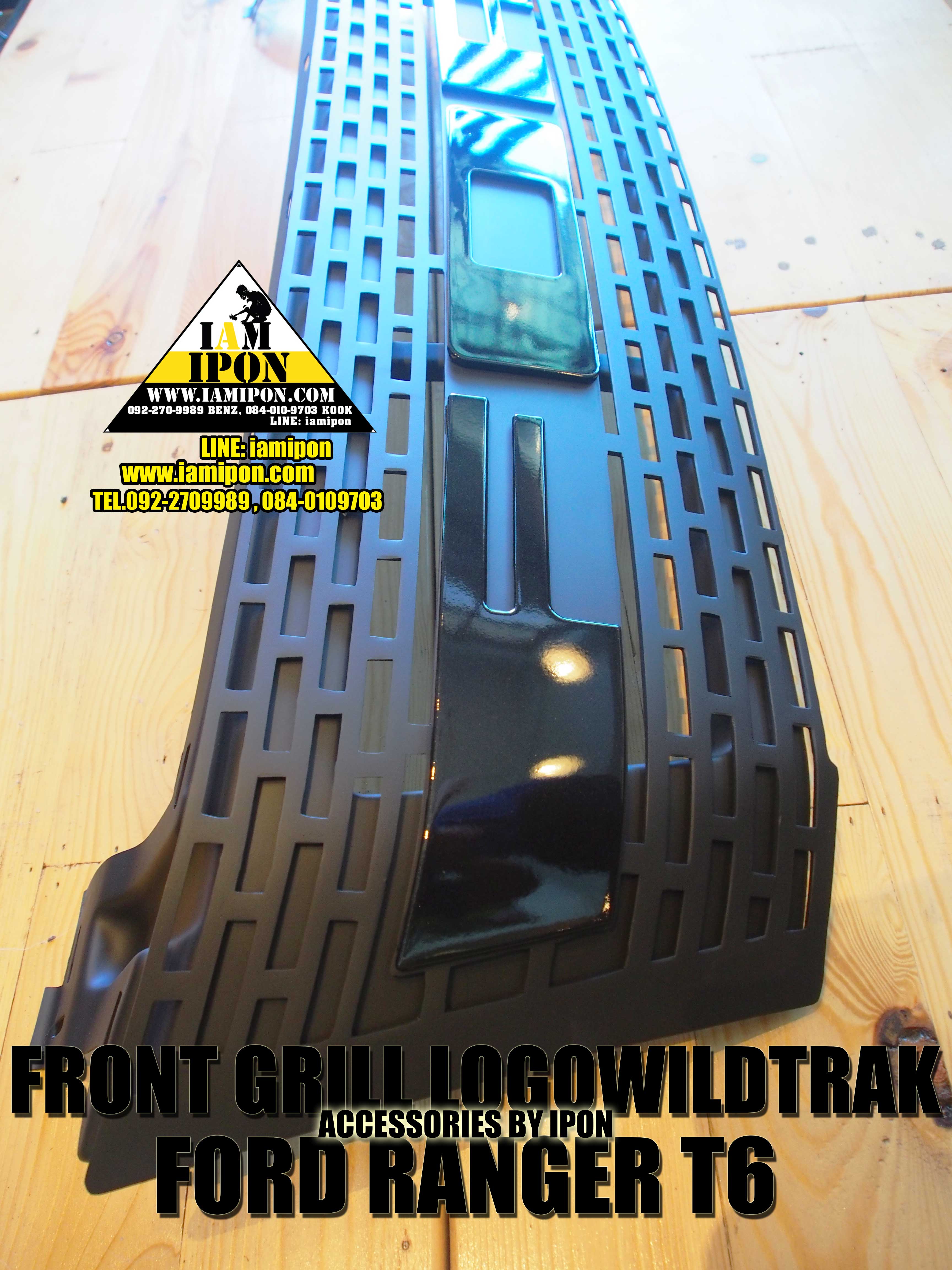 FRONT GRILL FORD RANGER T6 FLATBLACK LOGOWILDTRAK กระจังหน้าดำด้านโลโก้วายแทรก ฟอร์ดเรนเจอร์ T6