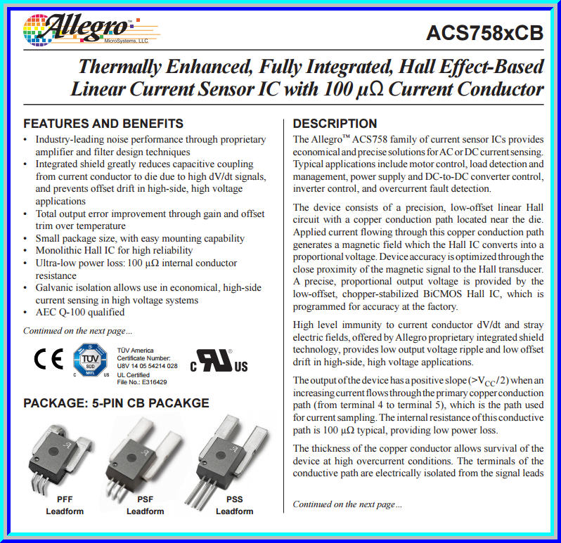 1x ACS758 100A Hall Effect Current Sensor ACS758 100 A IC Chip