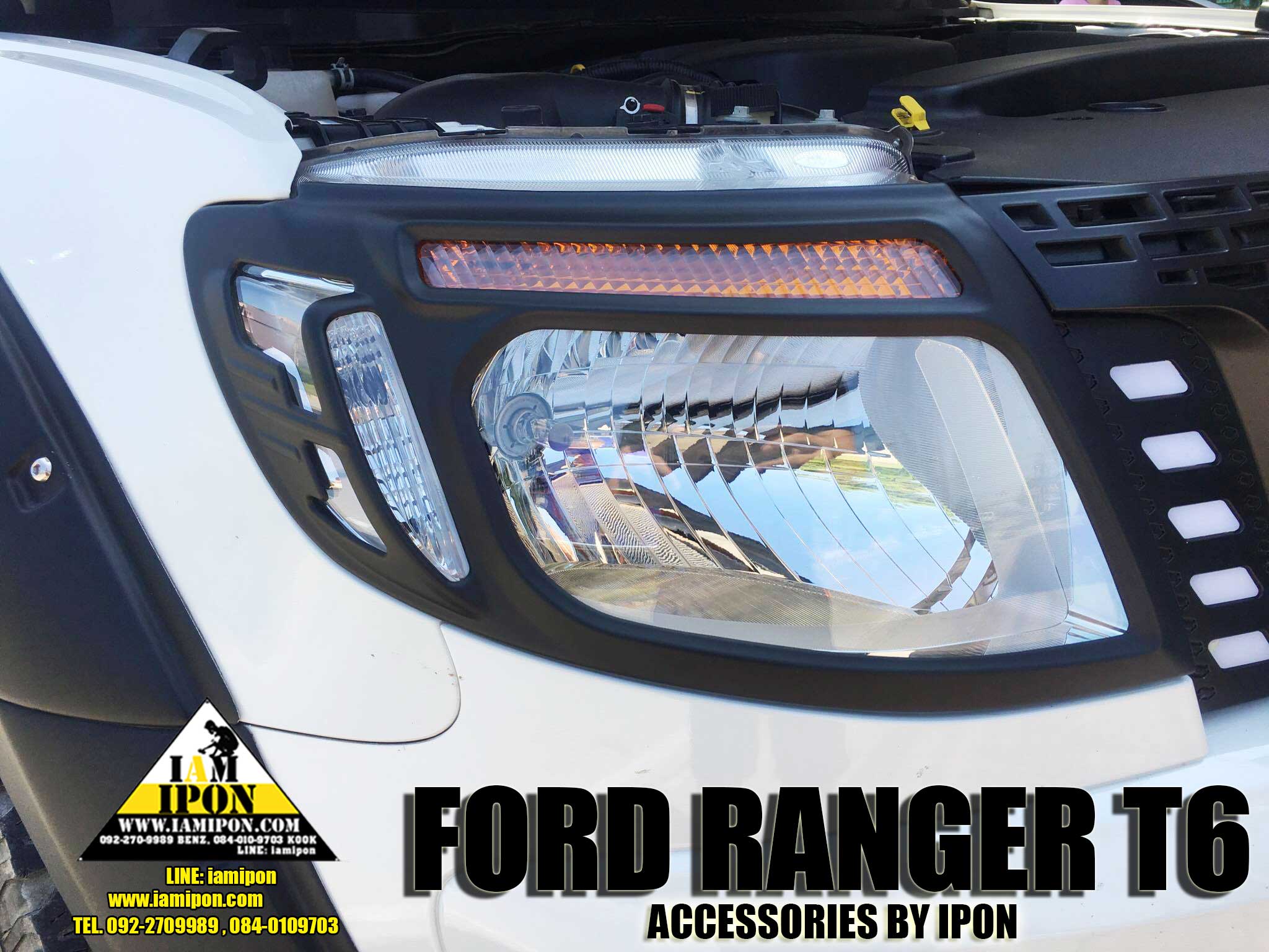 HEAD LAMP COVER FORD RANGER T6 FLATBLACK ครอบไฟหน้าดำด้านฟอร์ดเรนเจอร์ T6