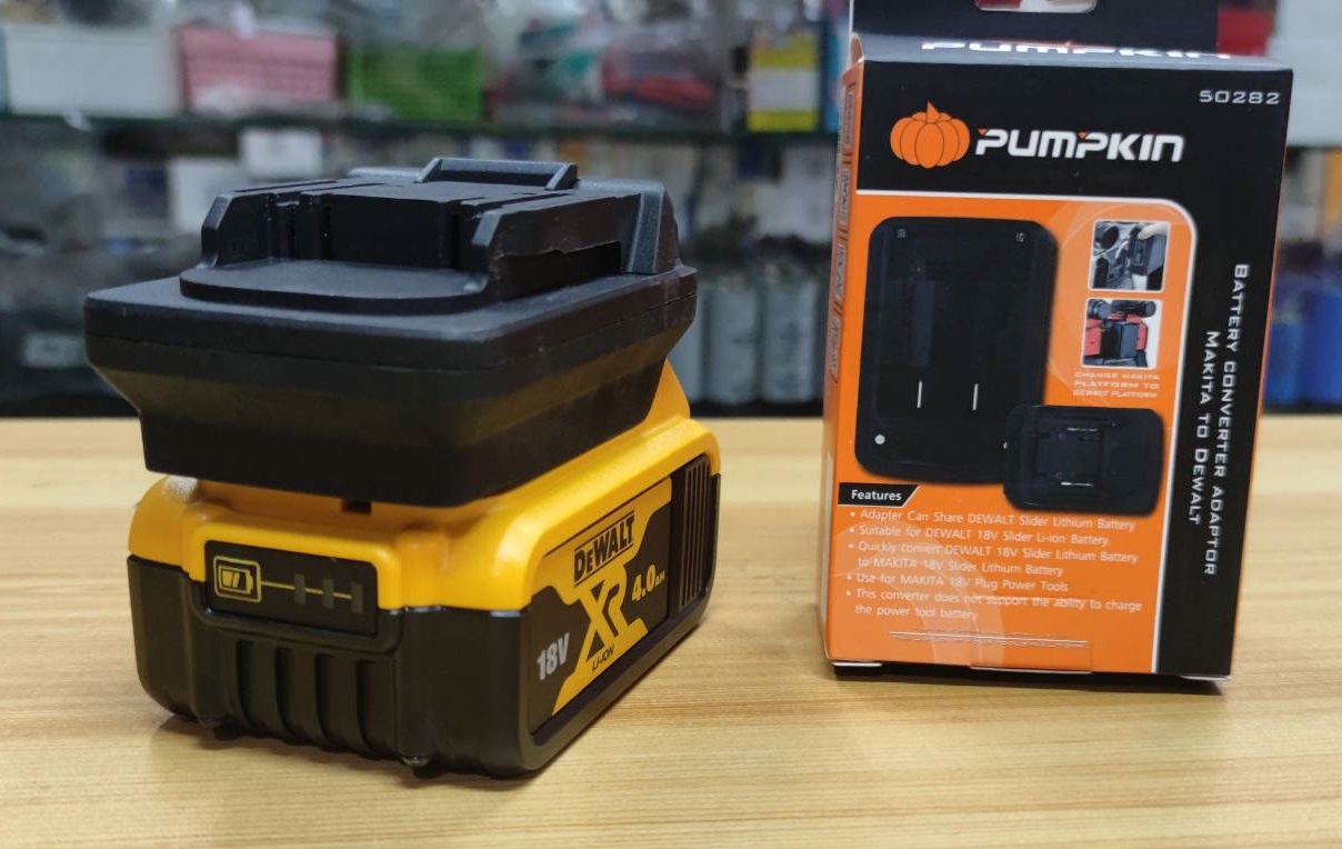 อแดปเตอร์แปลงแบตDEWALT มาใช้กับเครื่องPUMPKIN เท่านั้น #50282