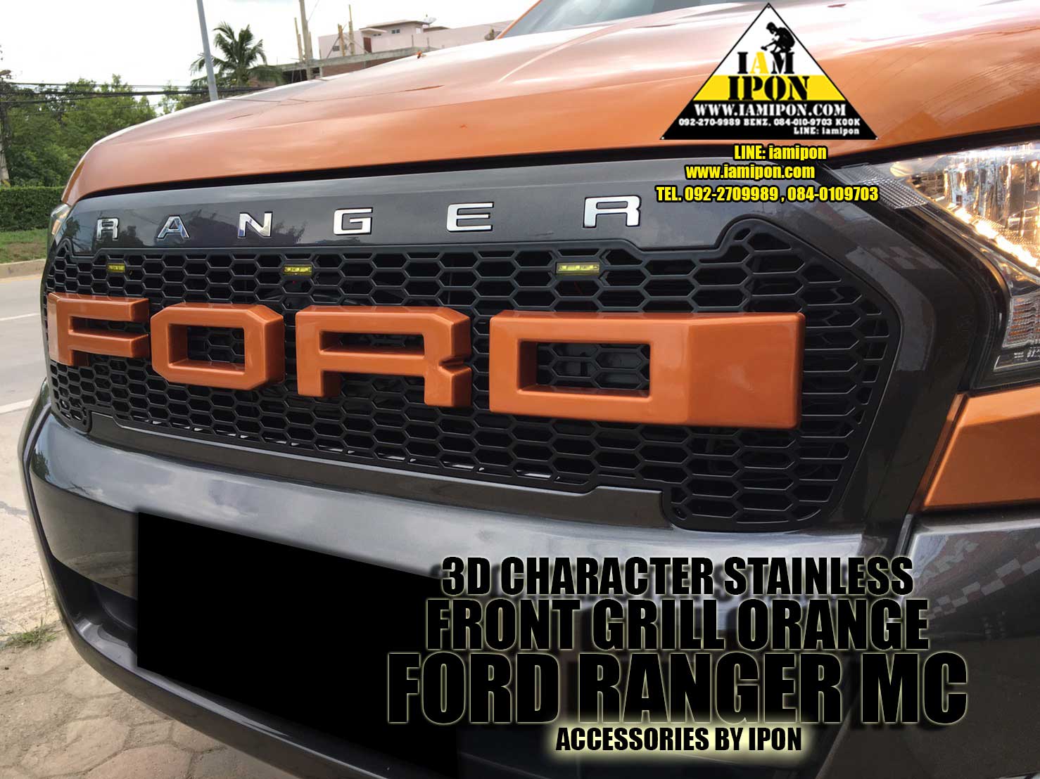 3D CHARACTER FRONT GRILL FORD RANGER MC STAINLESS ตัวหนังสือสเตนเลสติดกระจังหน้าฟอร์ดเรนเจอร์ MC