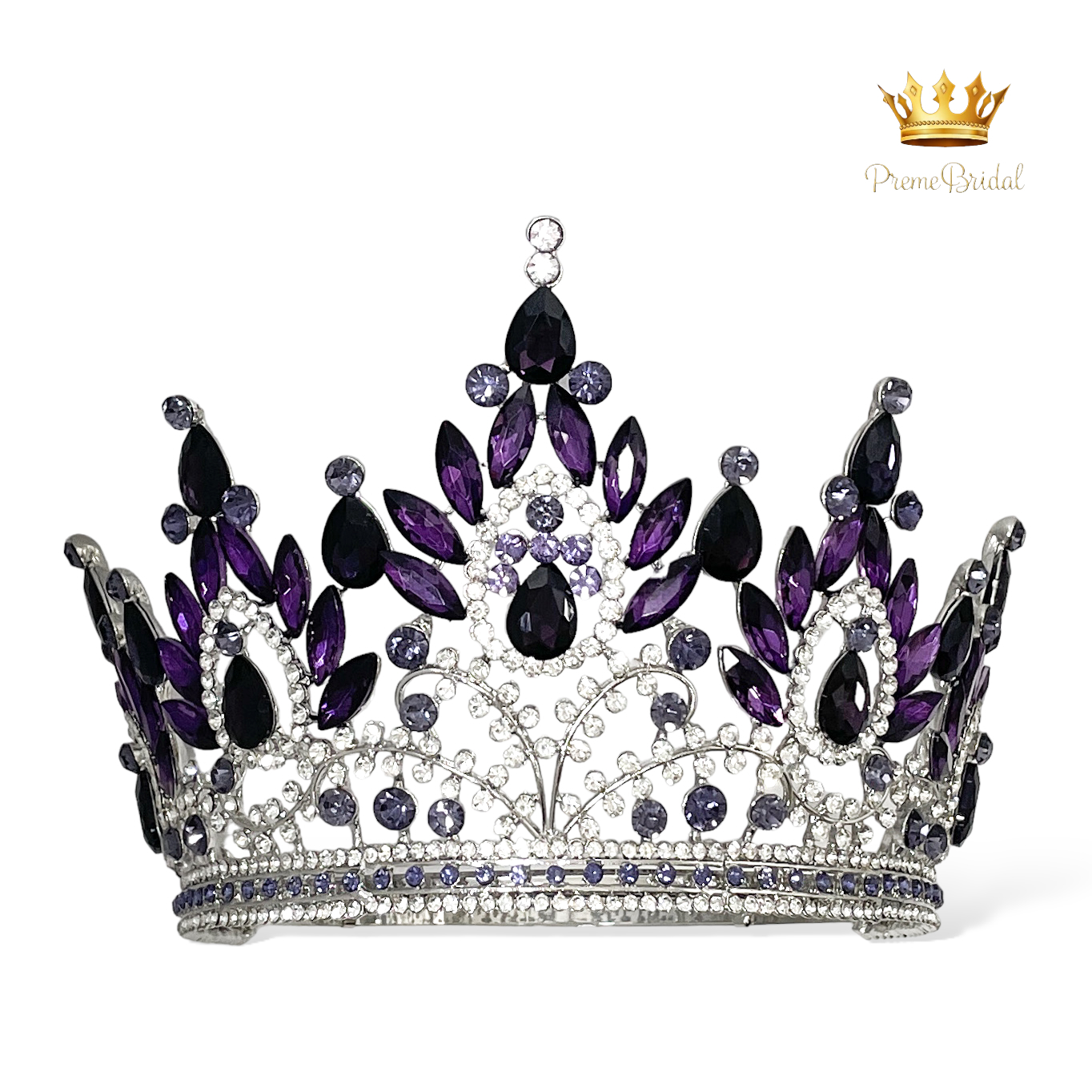 (พร้อมส่งจากไทย) มงกุฏ 120 สีม่วง งานสวย งานนางงาม รุ่นฐานกลม ปรับขนาดได้ ส่งด่วน ส่งจาก จ.อุบลราชธานี สำเนา