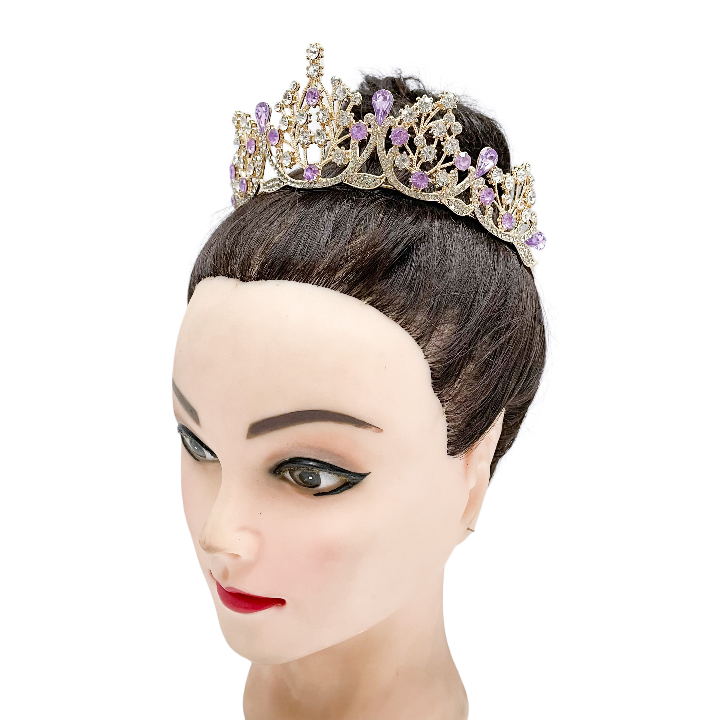 (พร้อมส่ง) เทียร่า 253 สีม่วง ตัวเรือนสีทอง มงกุฎนางงาม มงกุฎเจ้าหญิง งานสวย ปราณีต QCเพชรทุกเม็ด สินค้าพร้อมส่งจากไทย สำเนา