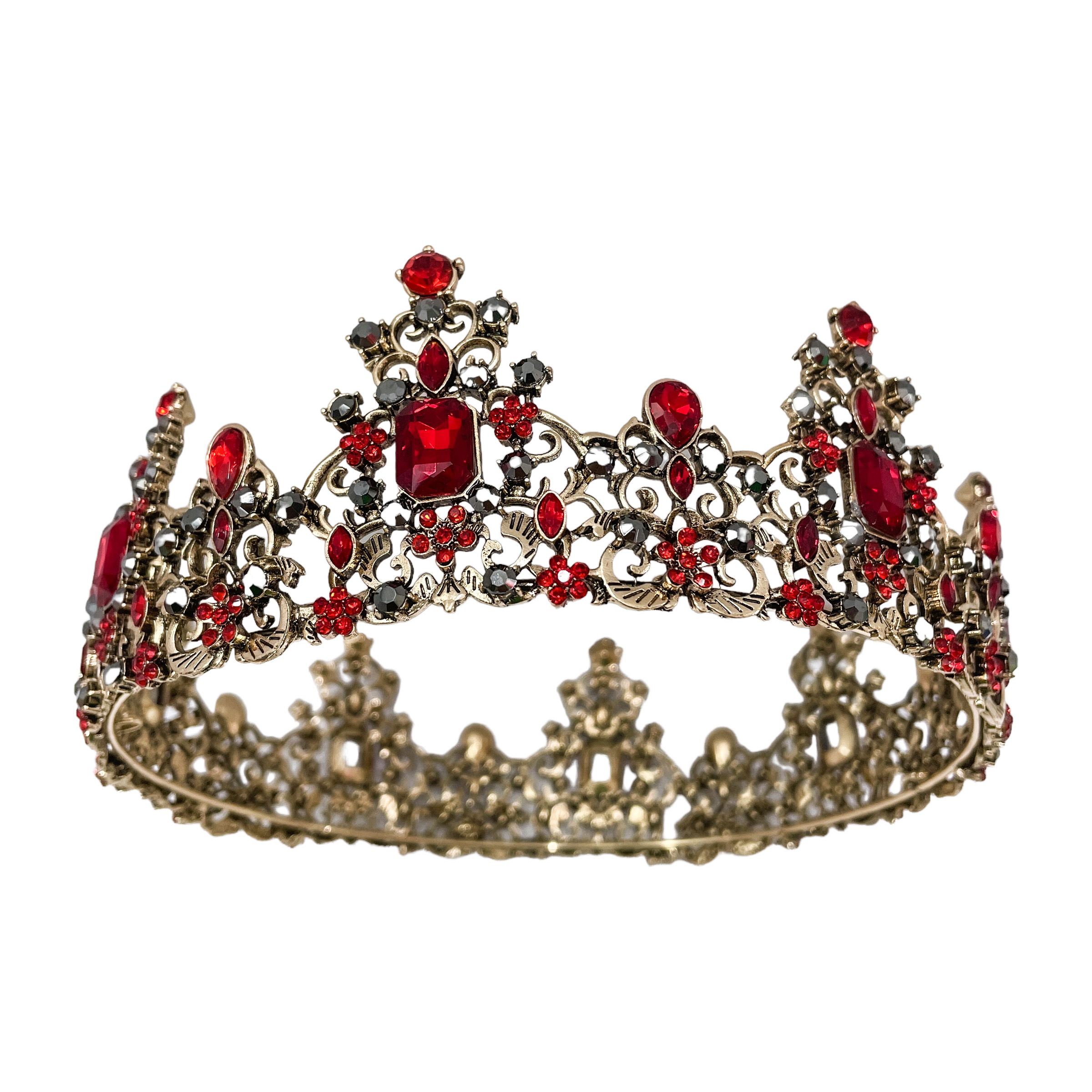 (พร้อมส่ง) มงกุฏ 066 สีแดง มงกุฎนางงาม มงกุฎเจ้าชาย มงกุฎสไตล์วินเทจ งานสวย QCเพชรทุกเม็ดไมมีหลุด