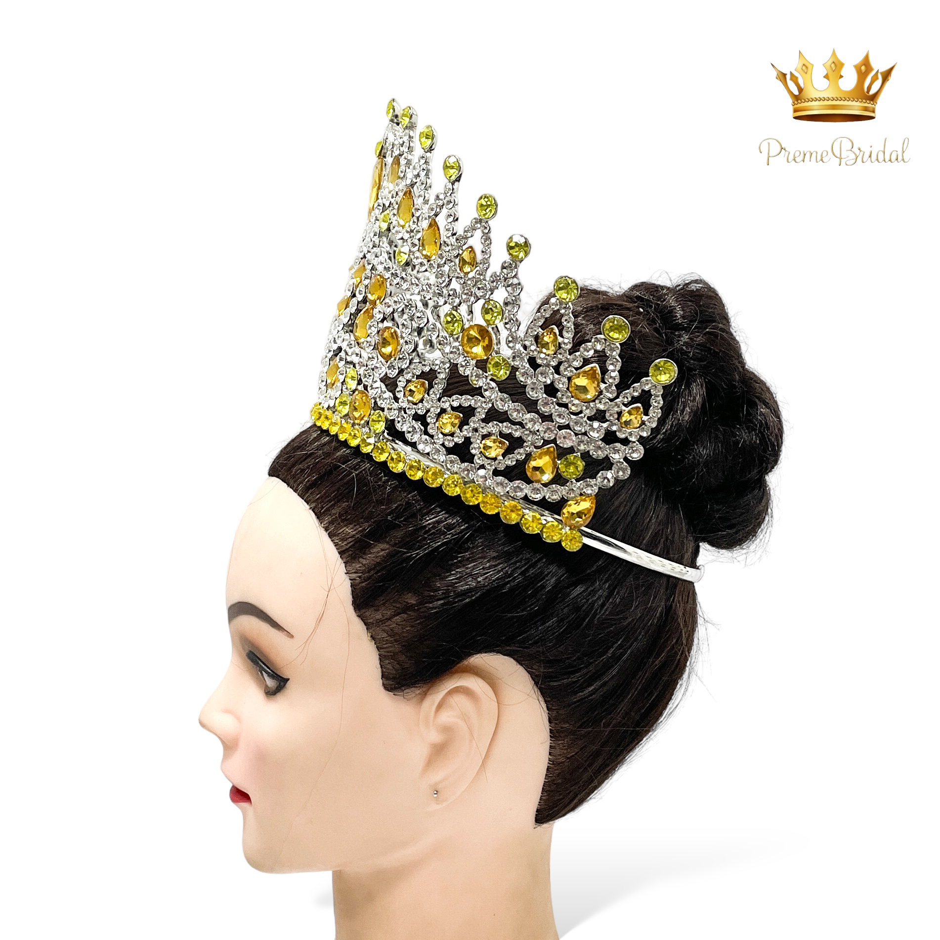 (พร้อมส่งจากไทย) มงกุฏ 121 สีเหลือง งานสวย งานนางงาม รุ่นฐานกลม ปรับขนาดได้ ส่งด่วน ส่งจาก จ.อุบลราชธานี