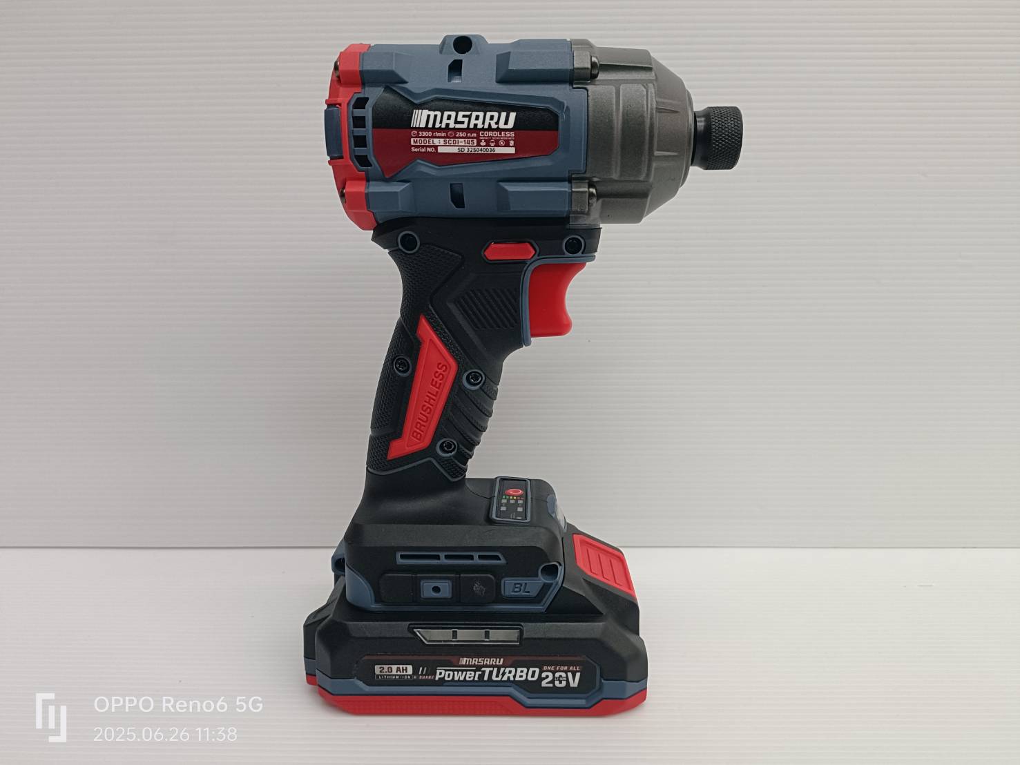 MASARU รุ่น SCDI-145-B2 ไขควงกระแทก20V 250N.m มอเตอร์ Brushless พร้อมอุปกรณ์ครบชุด Power Turbo