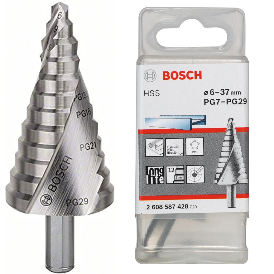 ดอกสเต็ป HSS 12 step 6-37mm. (Silver) BOSCH