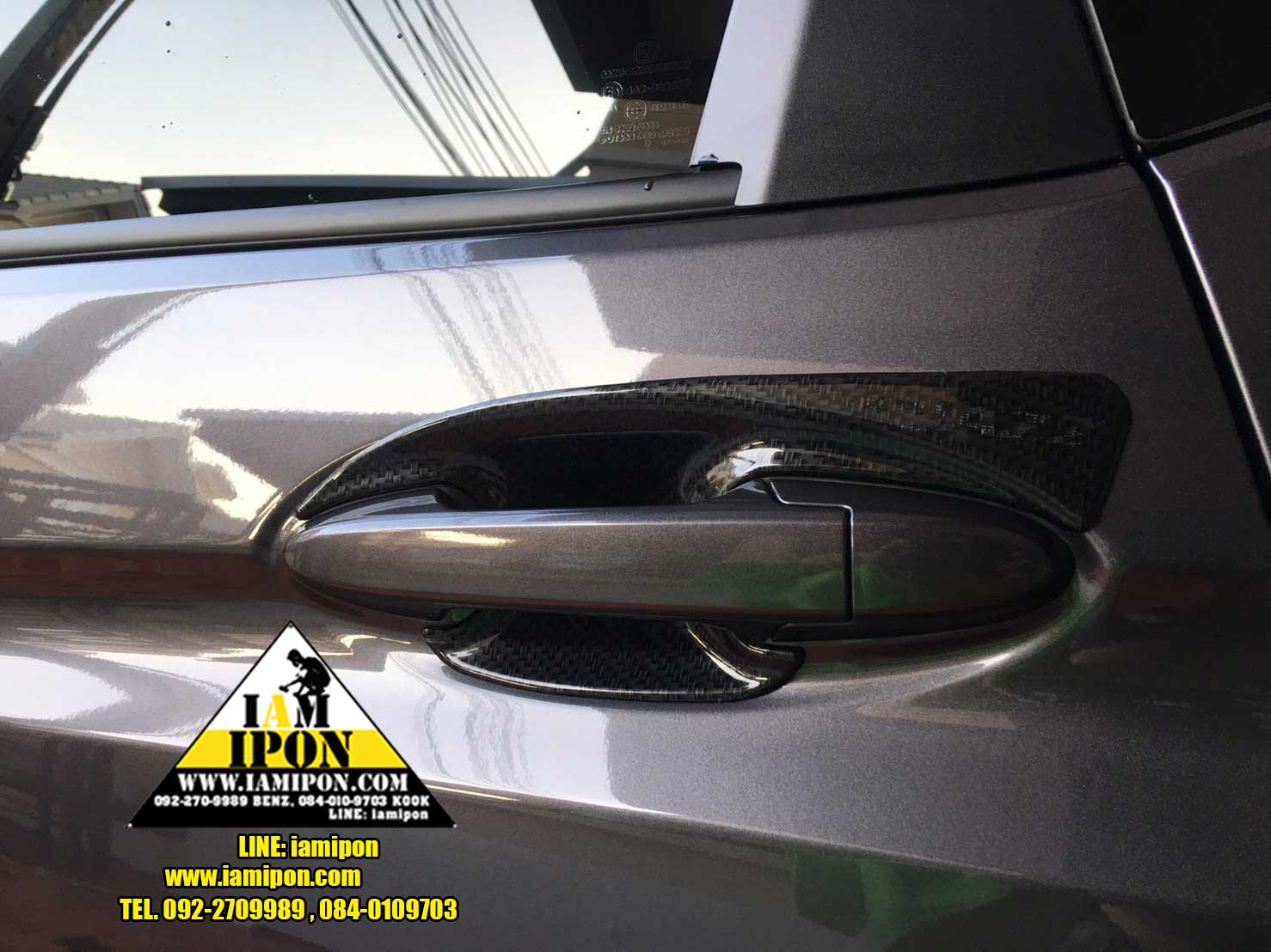 DOOR HANDLE JAZZ GK14 -15 CARBON เบ้ารองมือเปิดคาร์บอนแจ๊ส จีเค ปี14 - 15