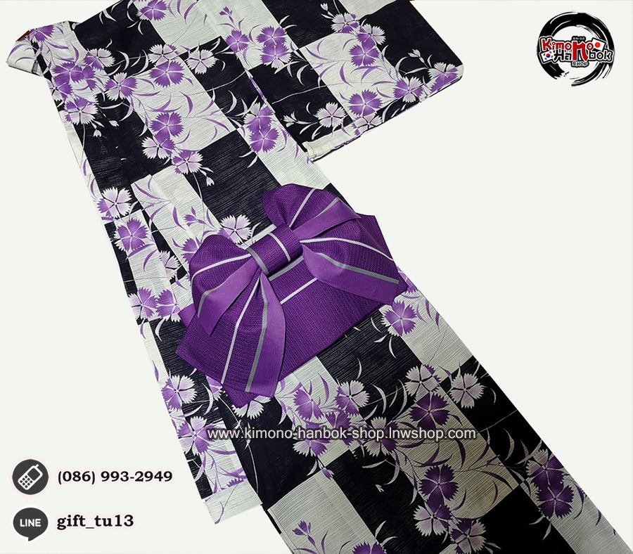 ยูกาตะ สีขาวดำลายซากุระ02