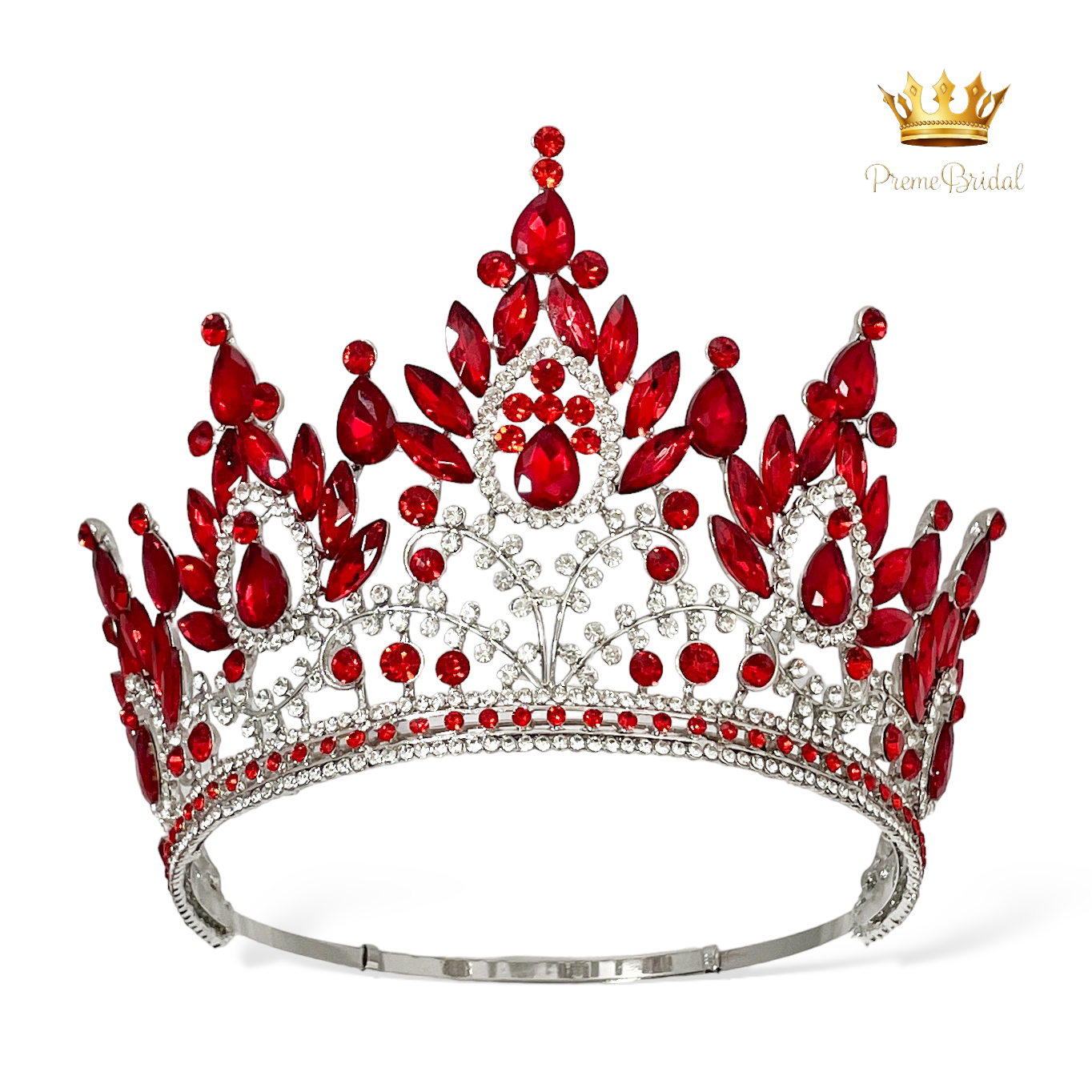 (พร้อมส่งจากไทย) มงกุฏ 120 สีแดง งานสวย งานนางงาม รุ่นฐานกลม ปรับขนาดได้ ส่งด่วน ส่งจาก จ.อุบลราชธานี