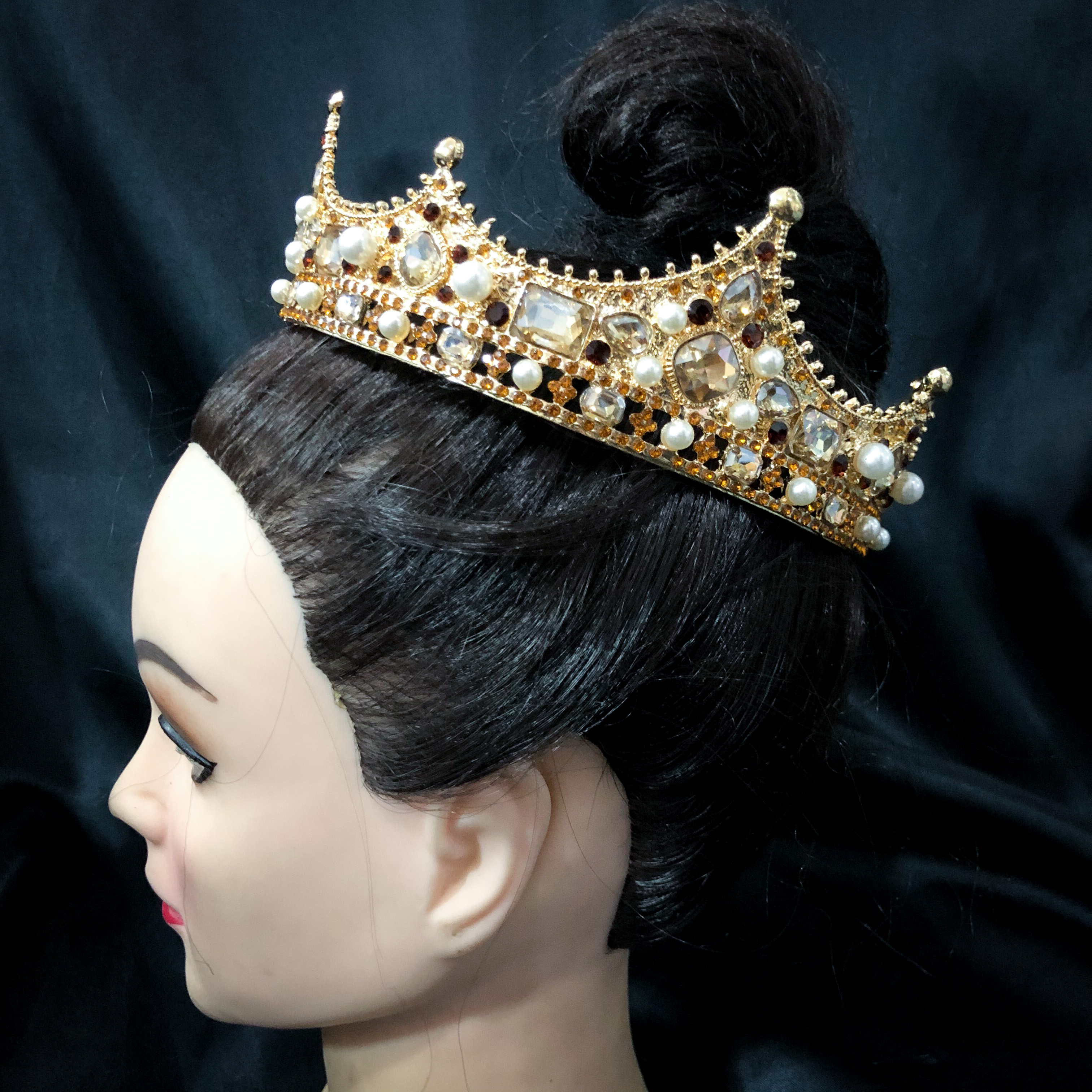 (พร้อมส่ง) มงกุฎ 035 สีทองเพชรขาว-เชมเปญ