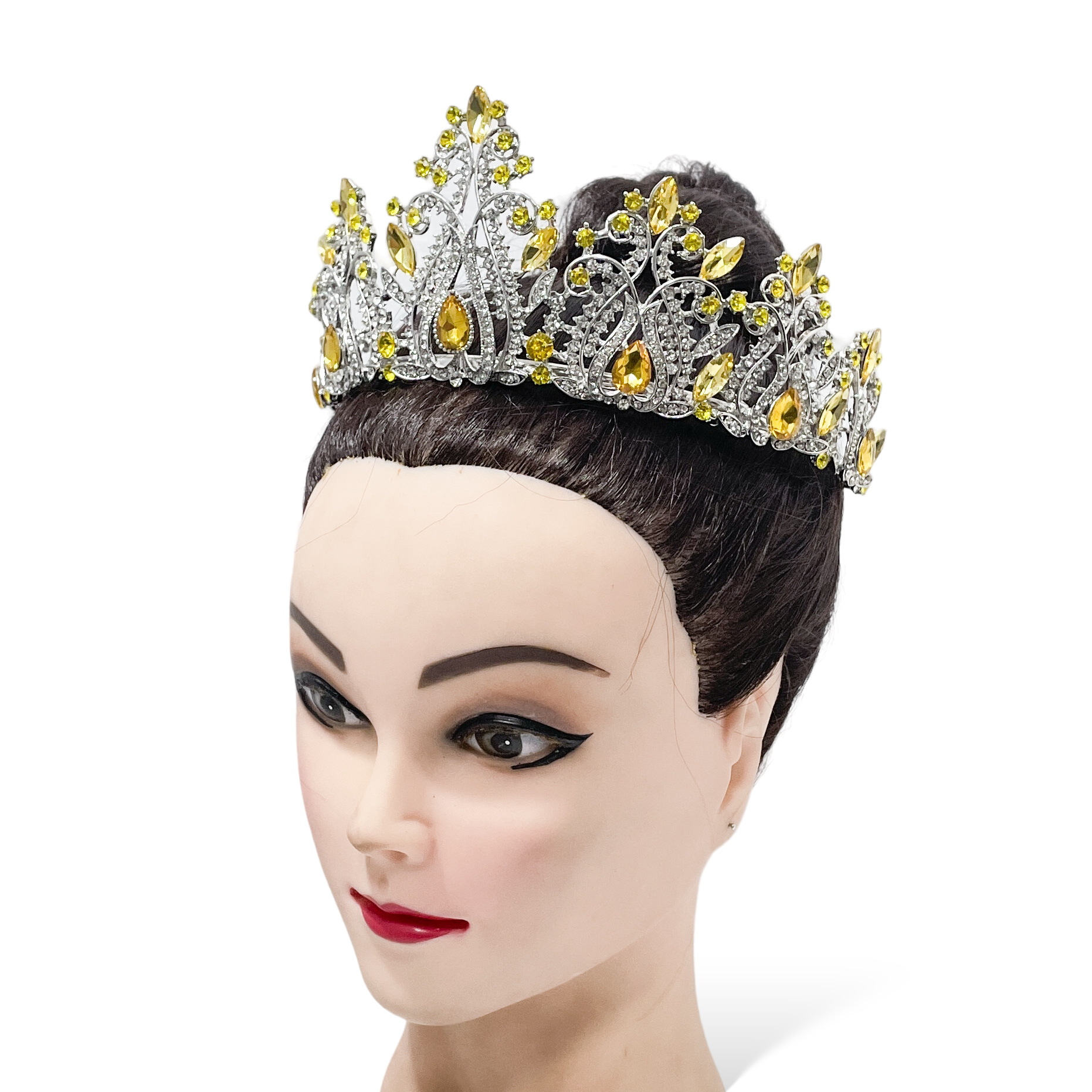 (พร้อมส่งจากไทย) มงกุฏ 118 สีเหลือง งานสวย งานนางงาม รุ่นฐานกลม ปรับขนาดได้ ส่งด่วน ส่งจากไทย