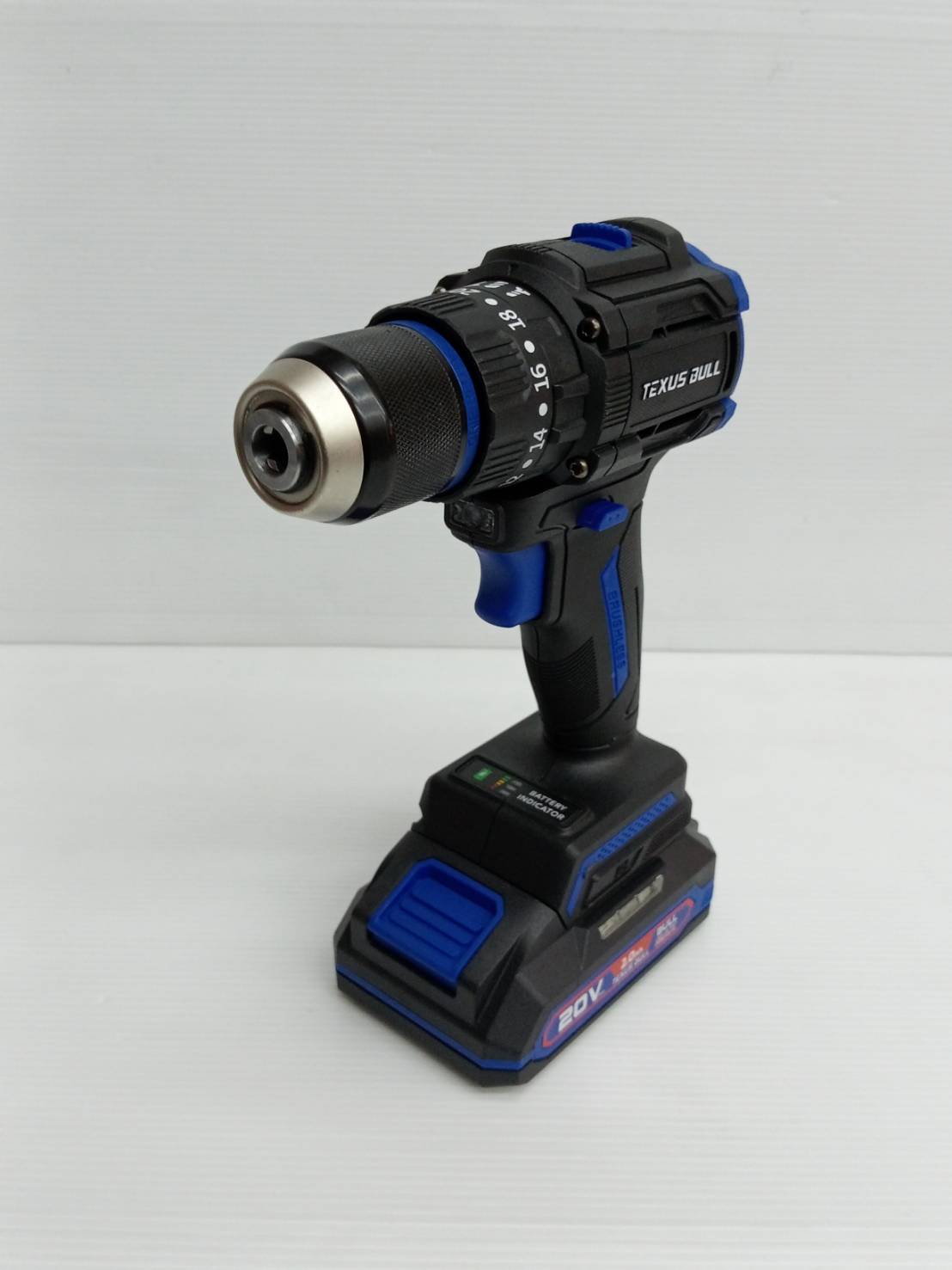 TEXUS BULL สว่านกระแทกไร้สาย คอสั้น 55Nm 20V แบตเตอรี่ 2.0Ahx1 Impact Drill TX-9632