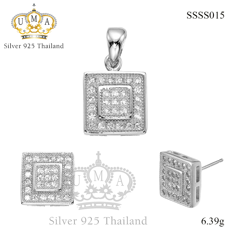 ต่างหูพร้อมจี้ ( เงิน ) = Earring with Pendant ( Silver )