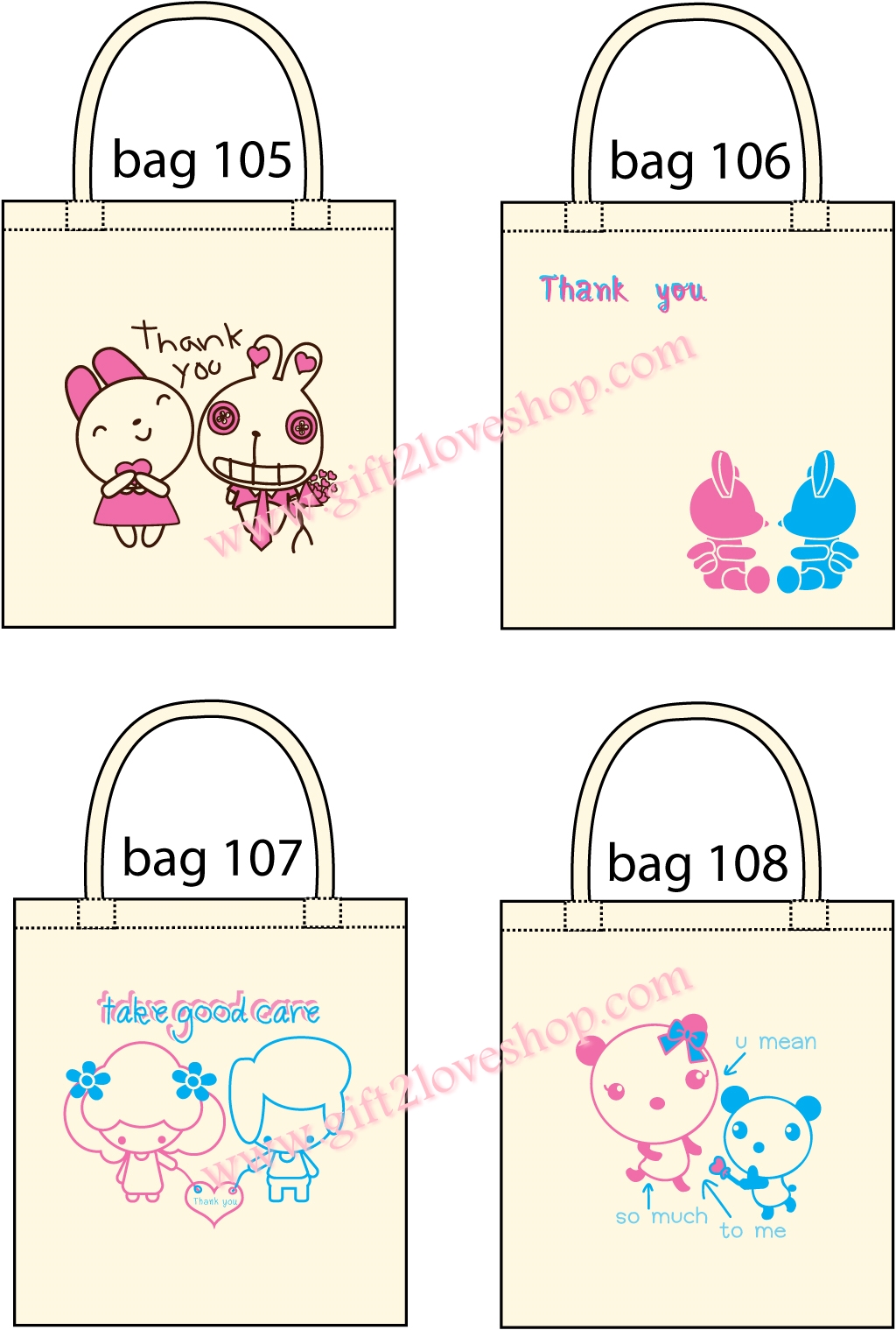 ลายกระเป๋าผ้าดิบ 105-108