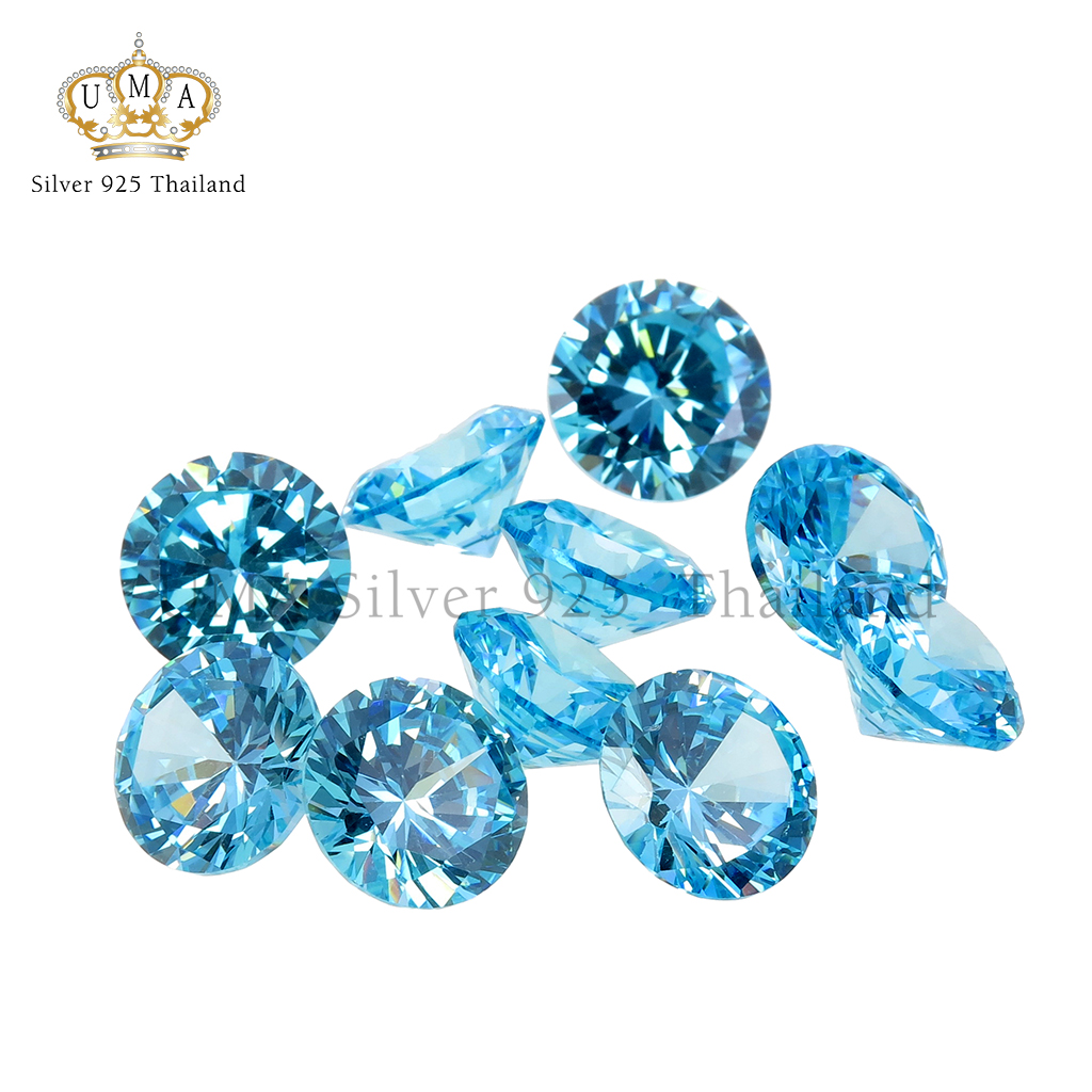เพชรCZ 6A ทรงกลม โทแพซ สีฟ้า สกาย (Blue Topaz Sky ROUND CZ) - Size 1.00mm - 1แพ็ค - 1000เม็ด