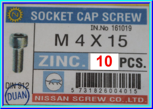 10x สกรูหัวจมหกเหลี่ยมชุบขาว M4x15 มม.