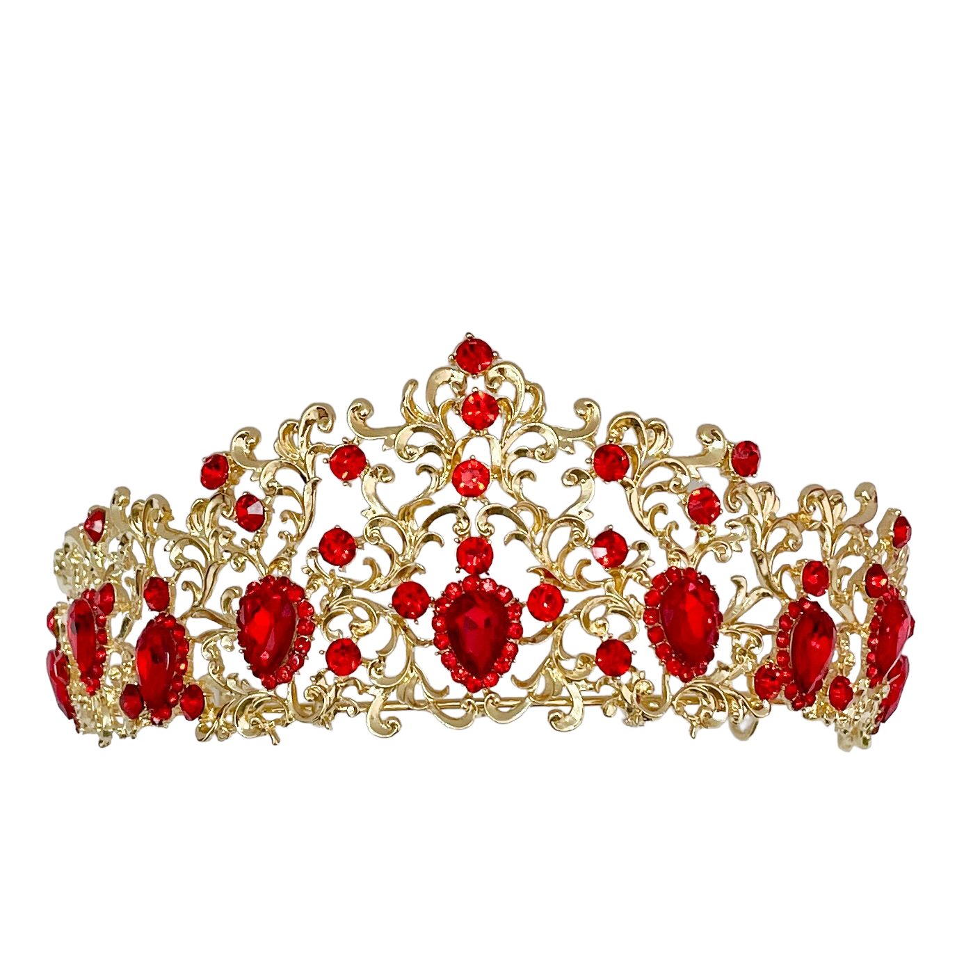 (พร้อมส่ง) เทียร่า 006 สีแดง มงกุฎนางงาม มงกุฎเจ้าหญิง งานสวย ปราณีต QCเพชรทุกเม็ด สินค้าพร้อมส่งจากไทย