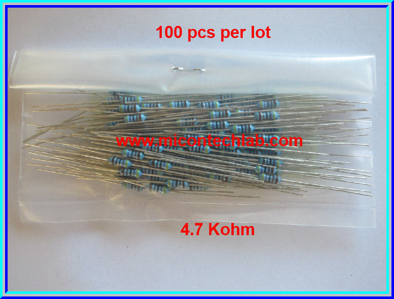 100x ตัวต้านทาน 4.7 Kohm 1/4 Watt 1% Metal film