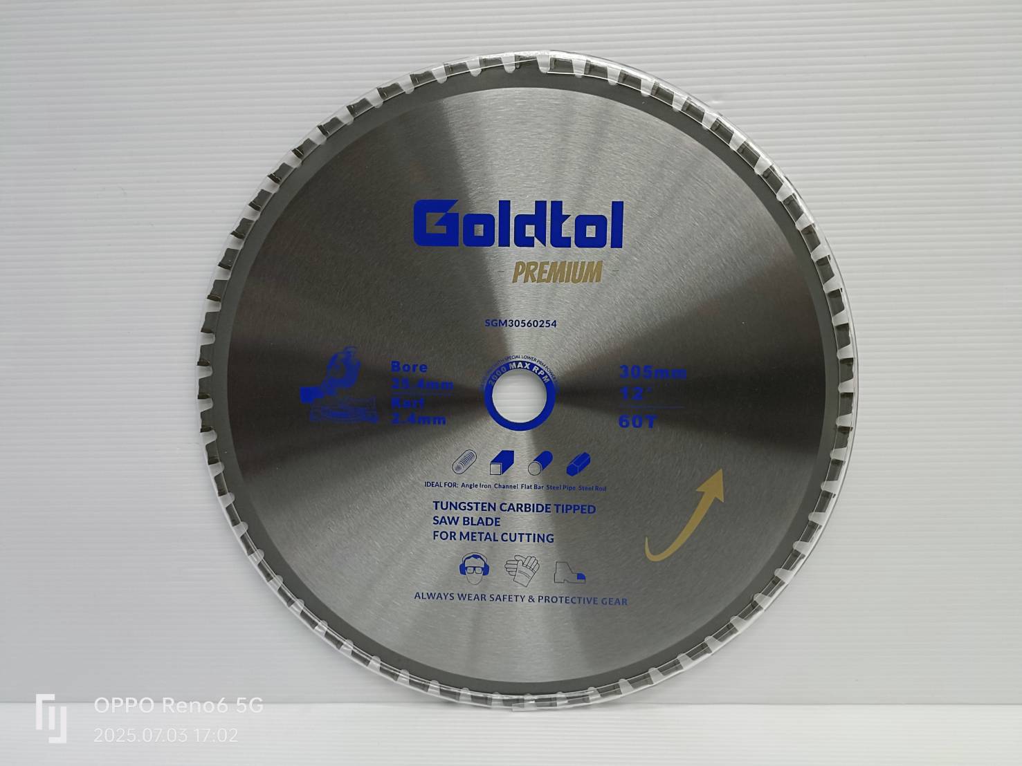 Goldtol ใบเลื่อยตัดเหล็ก ฟันTCT 12"x60T G-71364