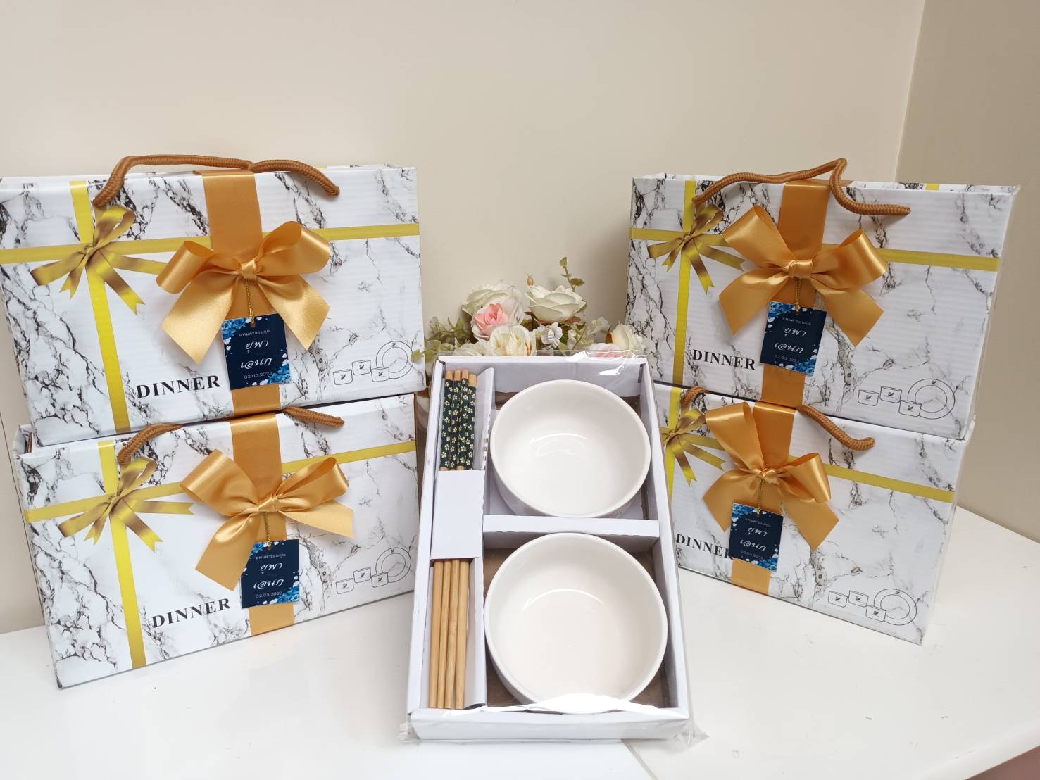 ชุดรับไหว้ชามตะเกียบแบบ 2 ชาม