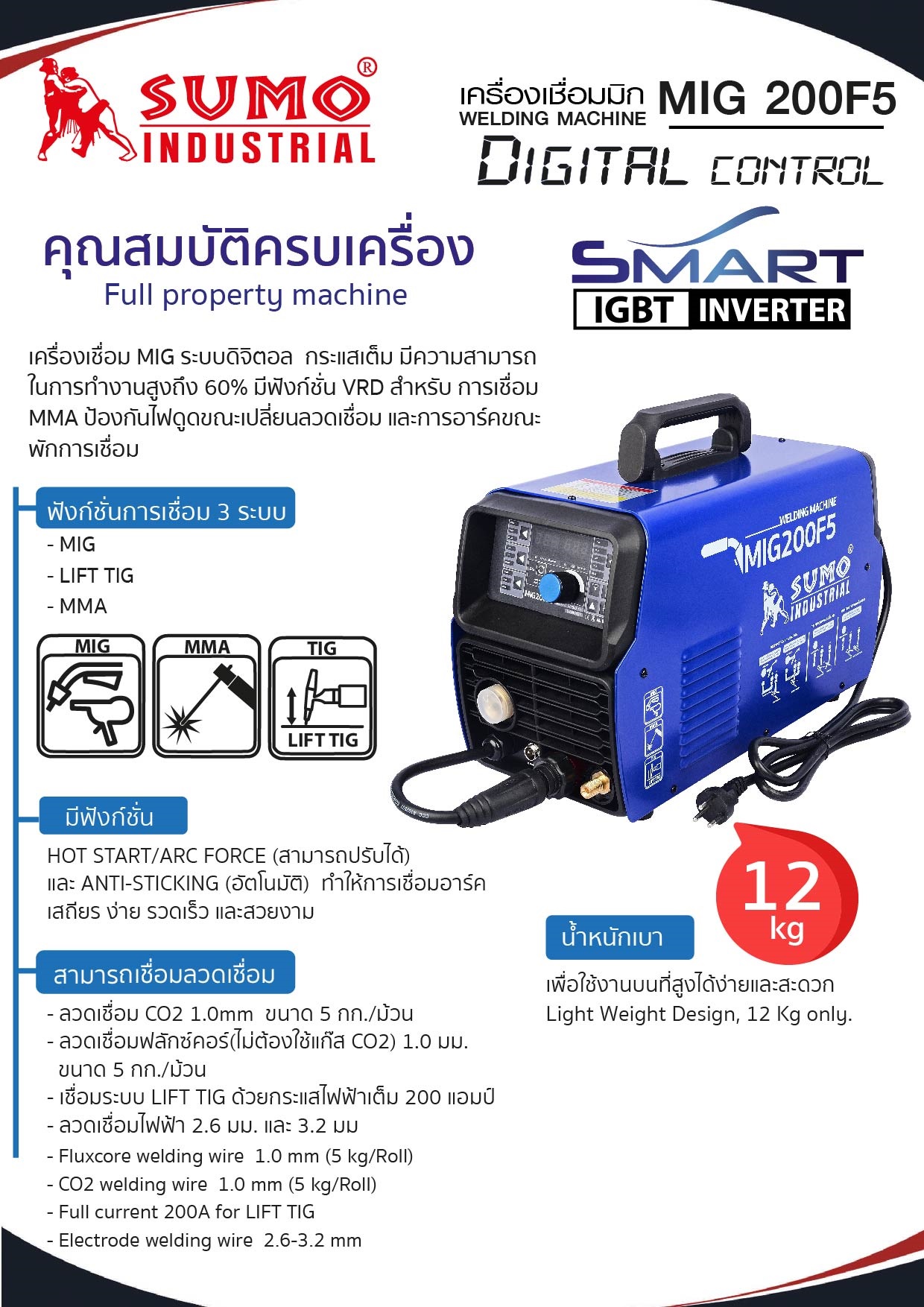 ตู้เชื่อมมิกซ์CO2 MIG200F5 SUMO Set.B