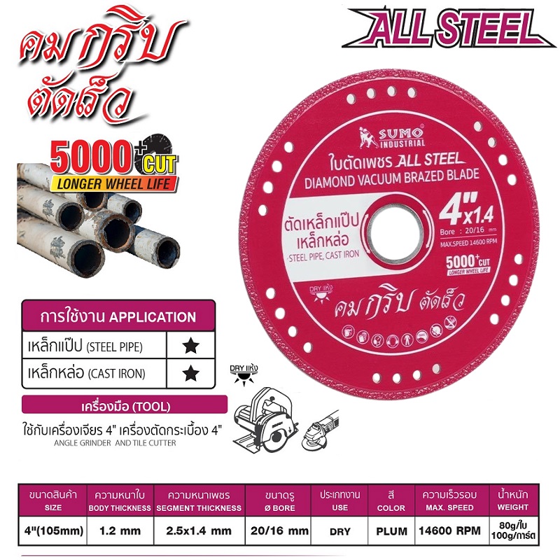 ใบเพชร4" ตัด ALL STEEL SUMO