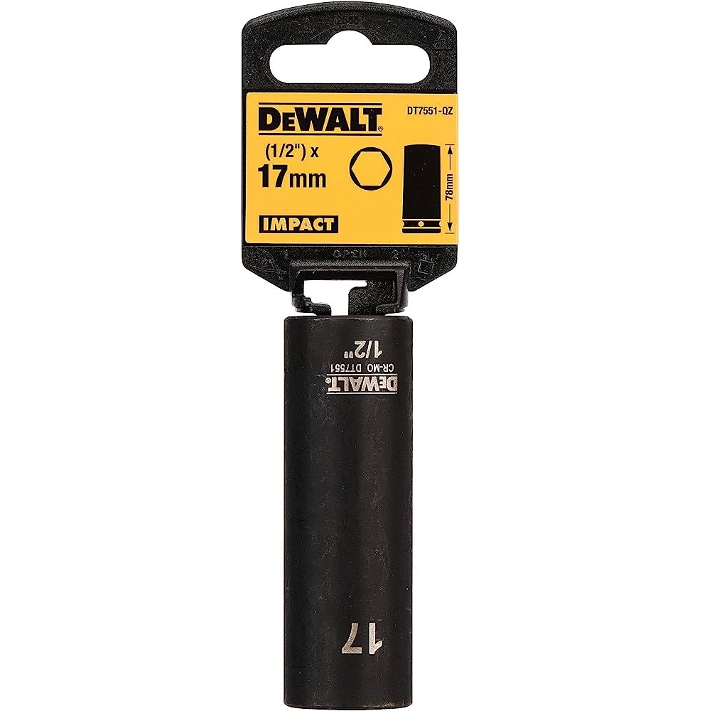 DEWALT ลูกบ๊อกซ์ยาว 1/2 นิ้ว(4 หุน) ขนาด 17 มม. DT7551-QZ
