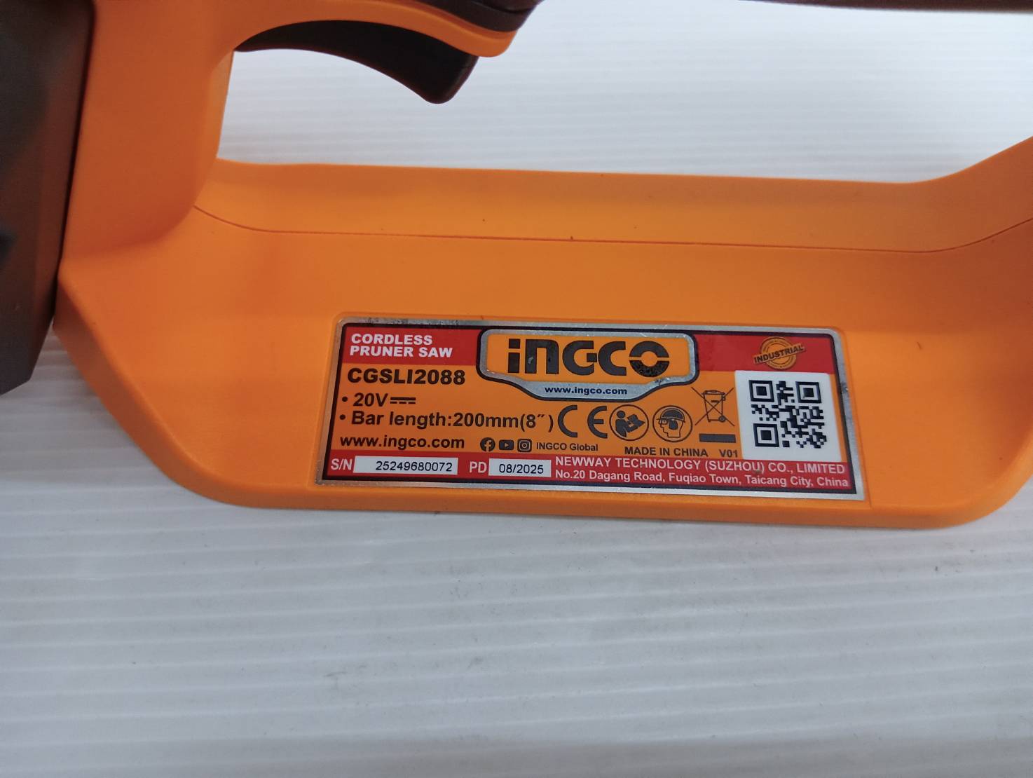INGCO เลื่อยโซ่ไร้สาย 8" 20V CGSLI2088 (เครื่องเปล่า)