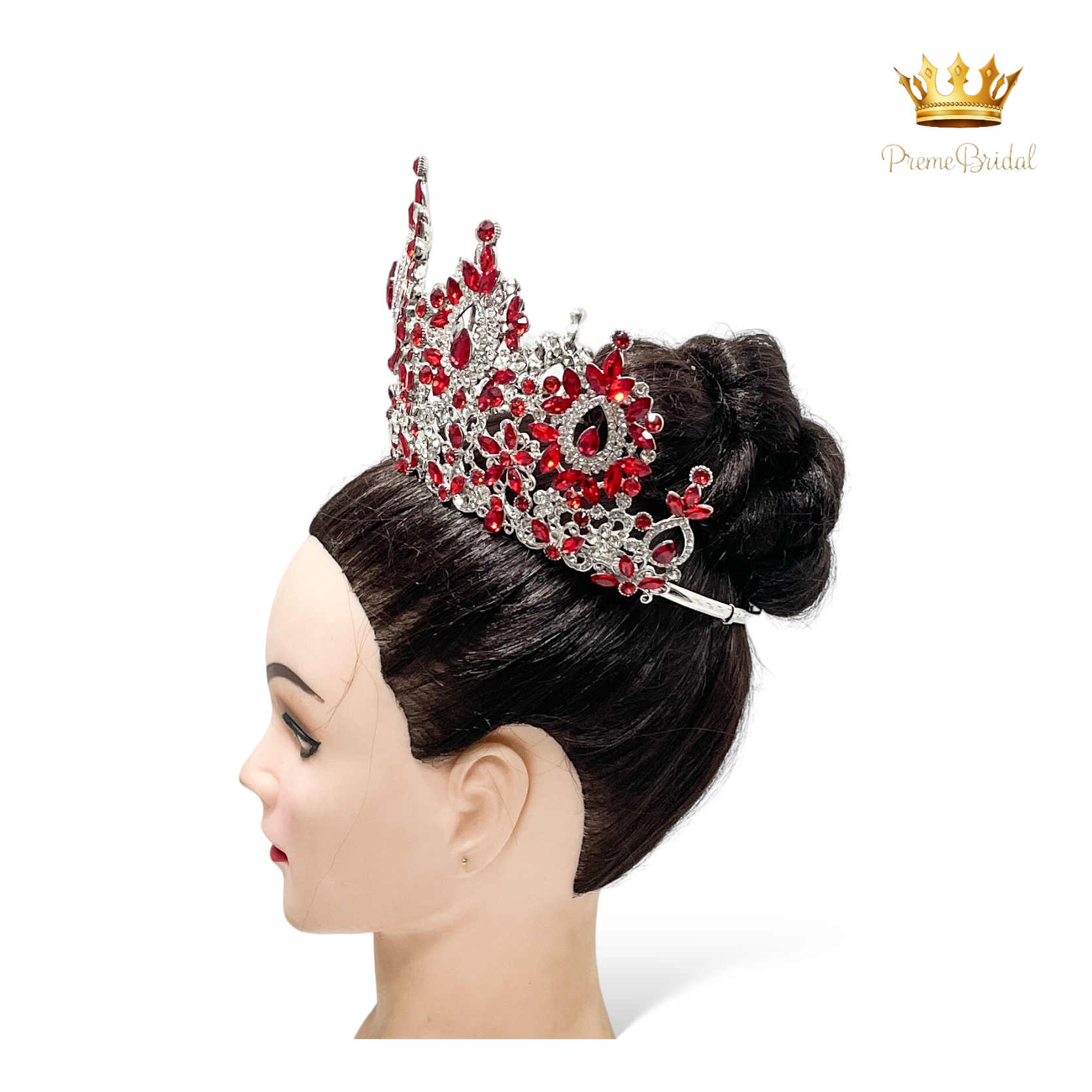 (พร้อมส่งจากไทย) มงกุฏ 122 สีแดง งานสวย งานนางงาม รุ่นฐานกลม ปรับขนาดได้ ส่งด่วน ส่งจาก จ.อุบลราชธานี