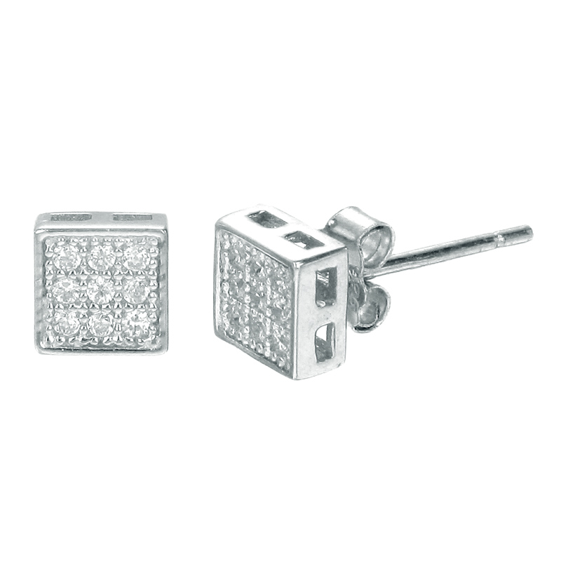 ต่างหูเงินแท้925ประดับเพรชแท้สวิส