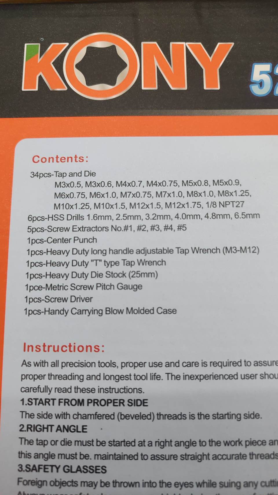 ชุดต๊าปเกลียว52ชิ้น AC130 KONY
