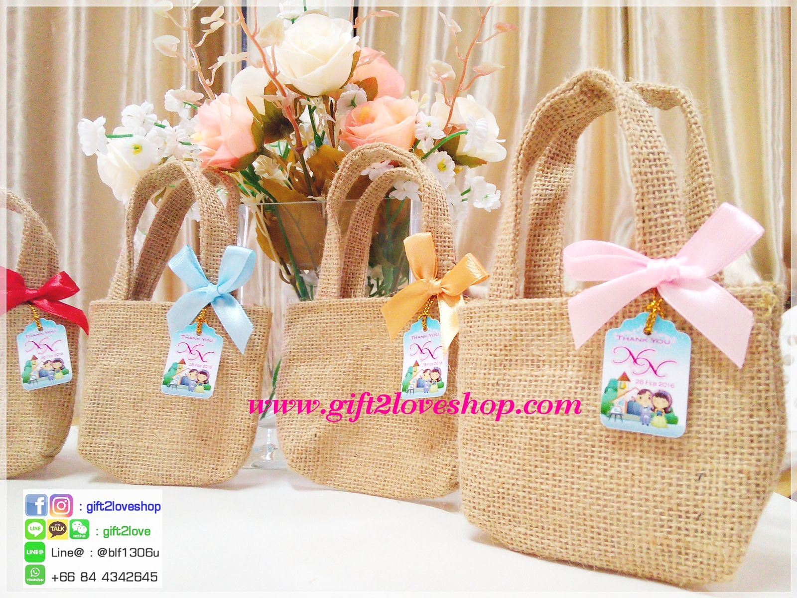 กระเป๋าผ้ากระสอบสีธรรมชาติ