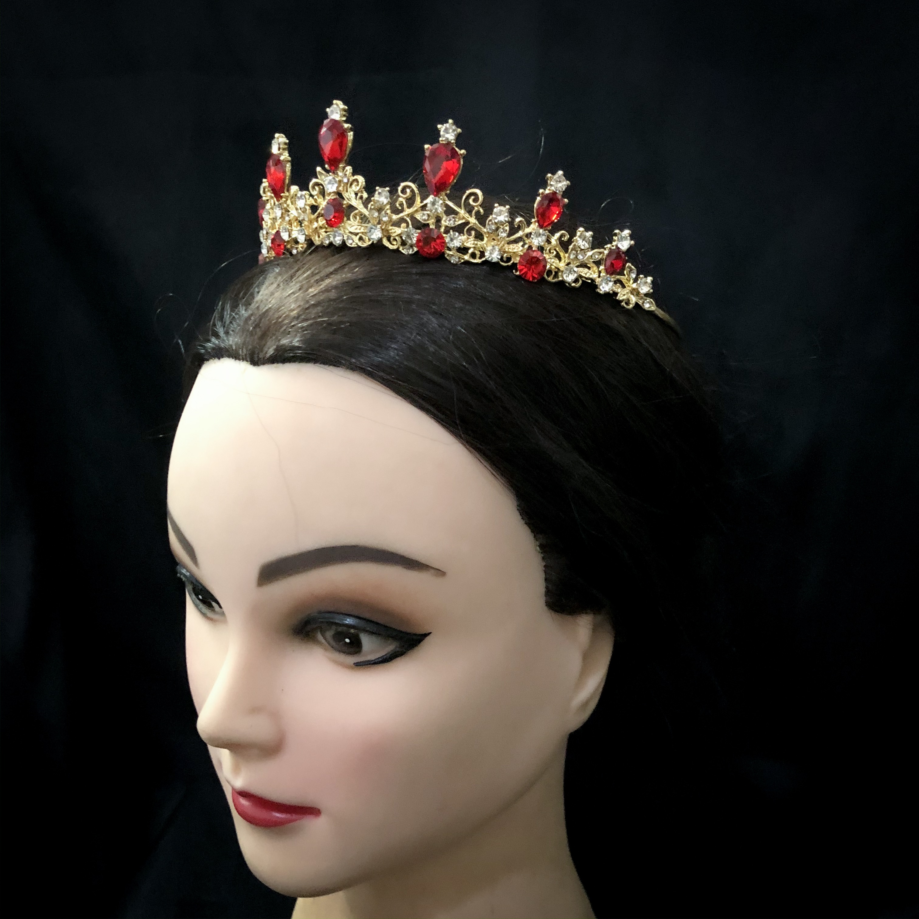 (พร้อมส่ง) เทียร่า 161 สีแดง มงกุฎนางงาม มงกุฎเจ้าหญิง งานสวย ปราณีต QCเพชรทุกเม็ด สินค้าพร้อมส่งจากไทย