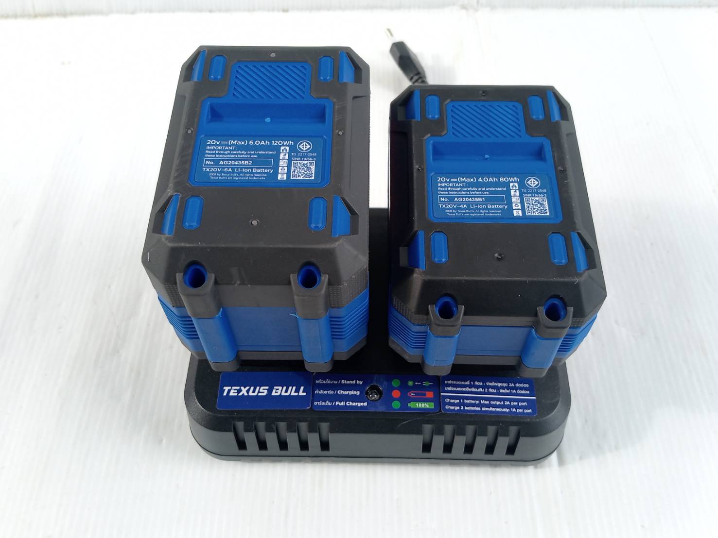 TEXUS BULL รุ่น TX-8241 ชุดสว่านกระแทกและเจียรมือไร้สาย 20V. พร้อมแบตเตอรี่ x4.0/6.0Ah