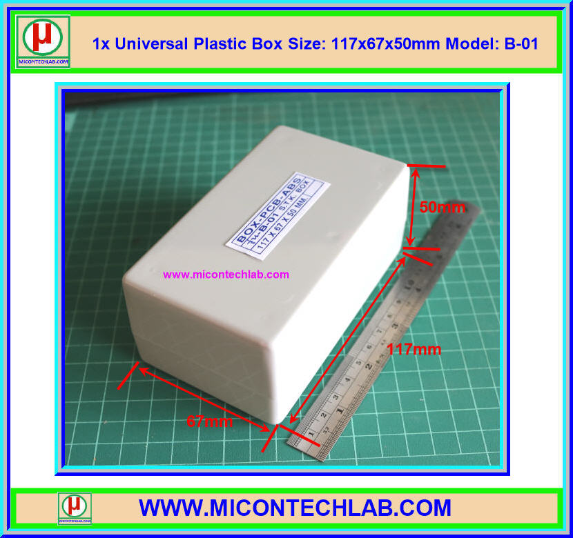 1x กล่องพลาสติกสีขาว รุ่น B-01 ขนาด 117x67x50mm