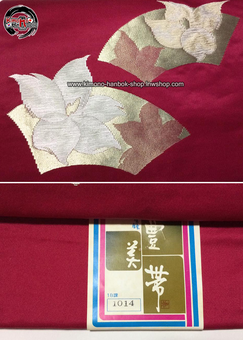 โอบิสำเหร็จทรงหมอนสีแดง ผ้าไหม มือ1