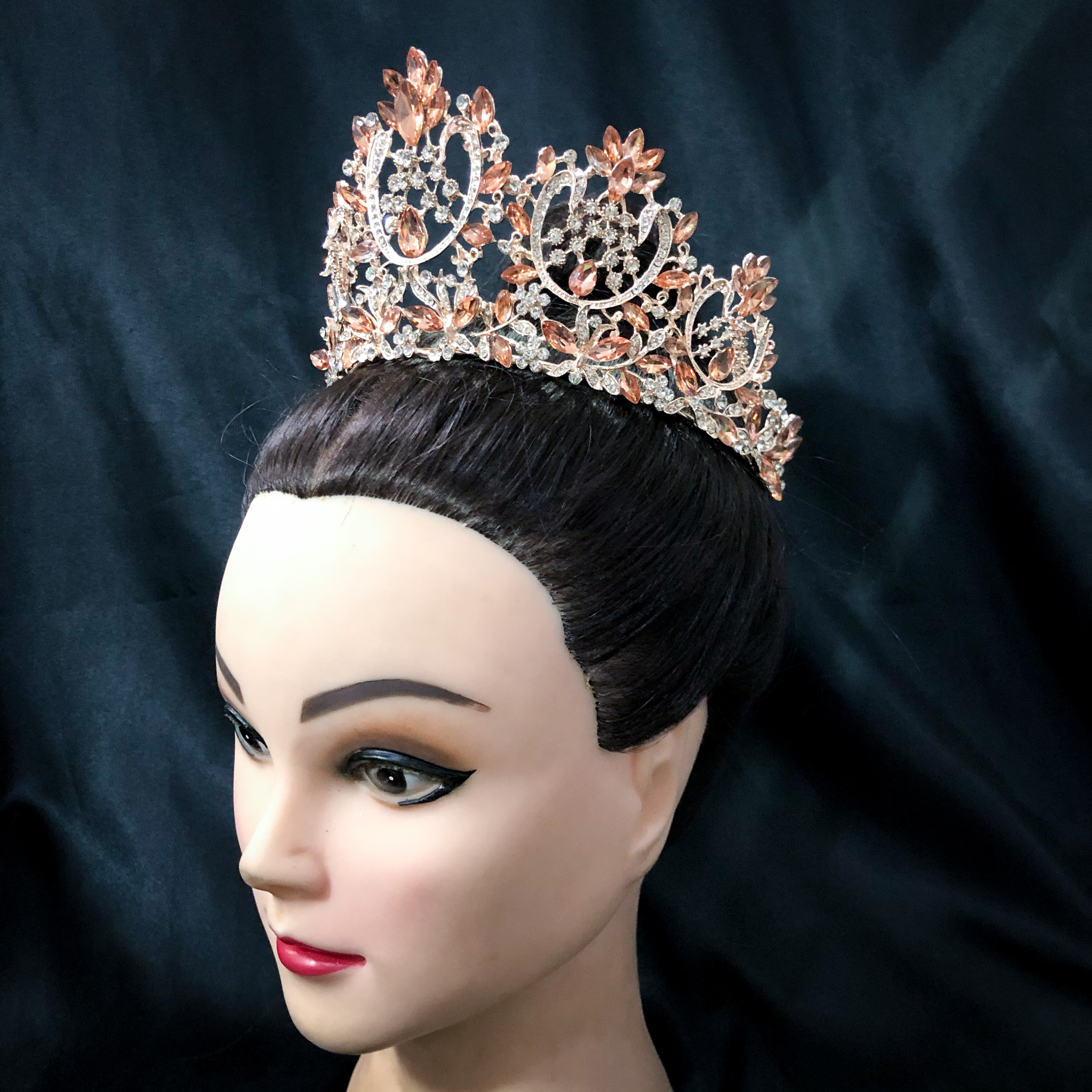 (พร้อมส่ง) เทียร่า 257 สีส้ม มงกุฎนางงาม มงกุฎเจ้าหญิง งานสวย ปราณีต QCเพชรทุกเม็ด สินค้าพร้อมส่งจากไทย