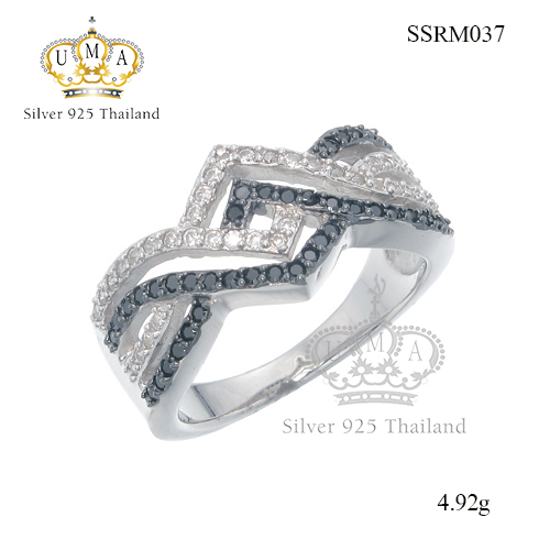 แหวนเงินแท้925เพรชประดับเพรชแท้สวิส เกรดดี น้ำใส