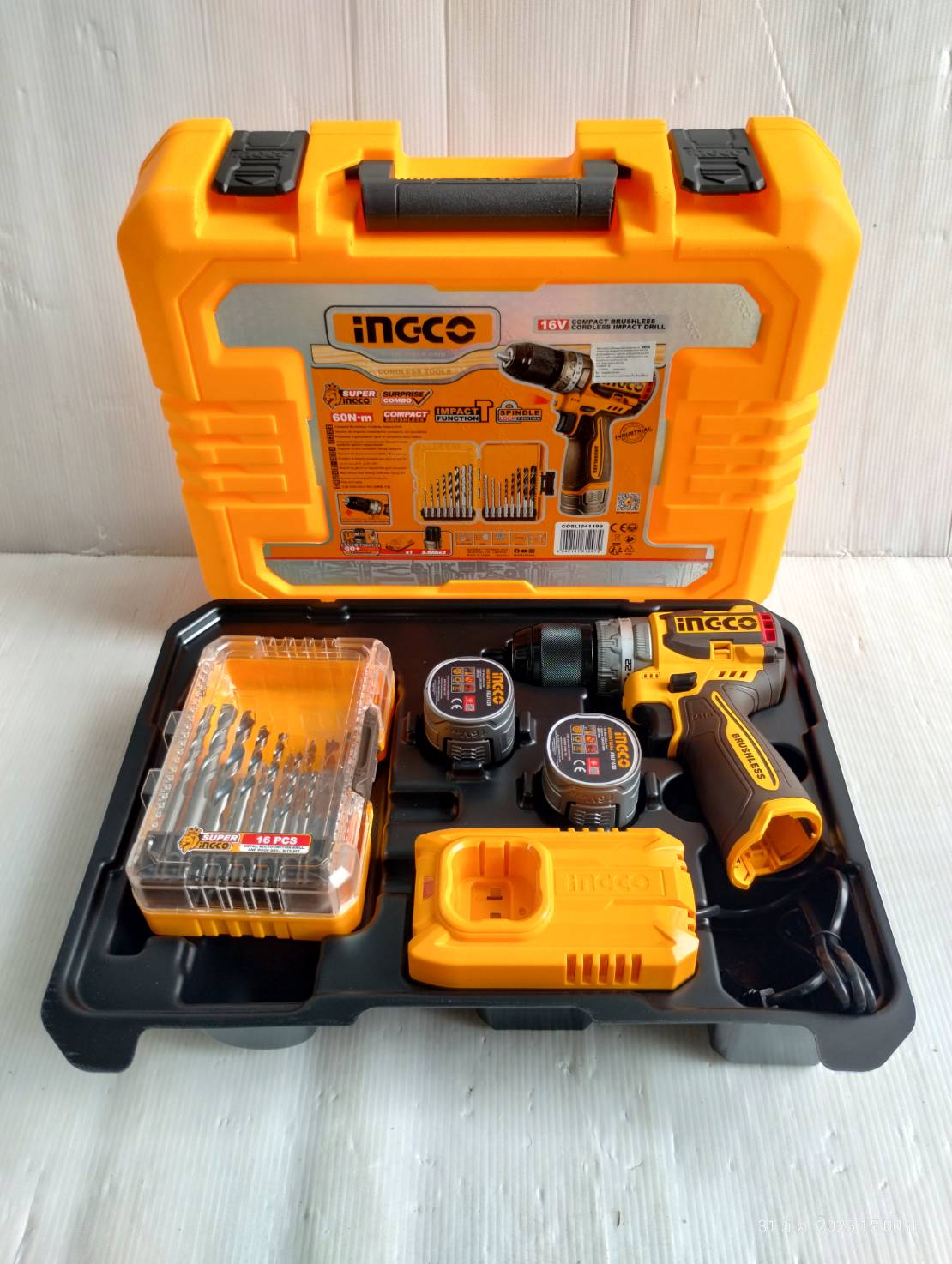 ชุดสว่านกระแทก16V +ชุดดอกไขควง COSLI241199 INGCO