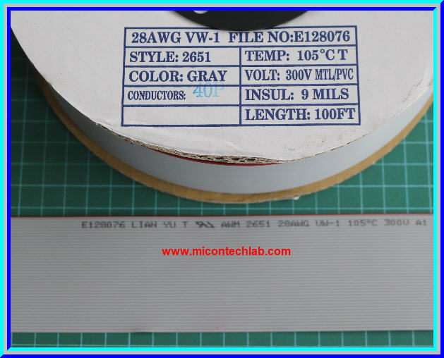 1x สายแพ 28AWG แบบ 40 เส้น พิชท์ 1.27 มม. สีเทา ยาว 1 ฟุต