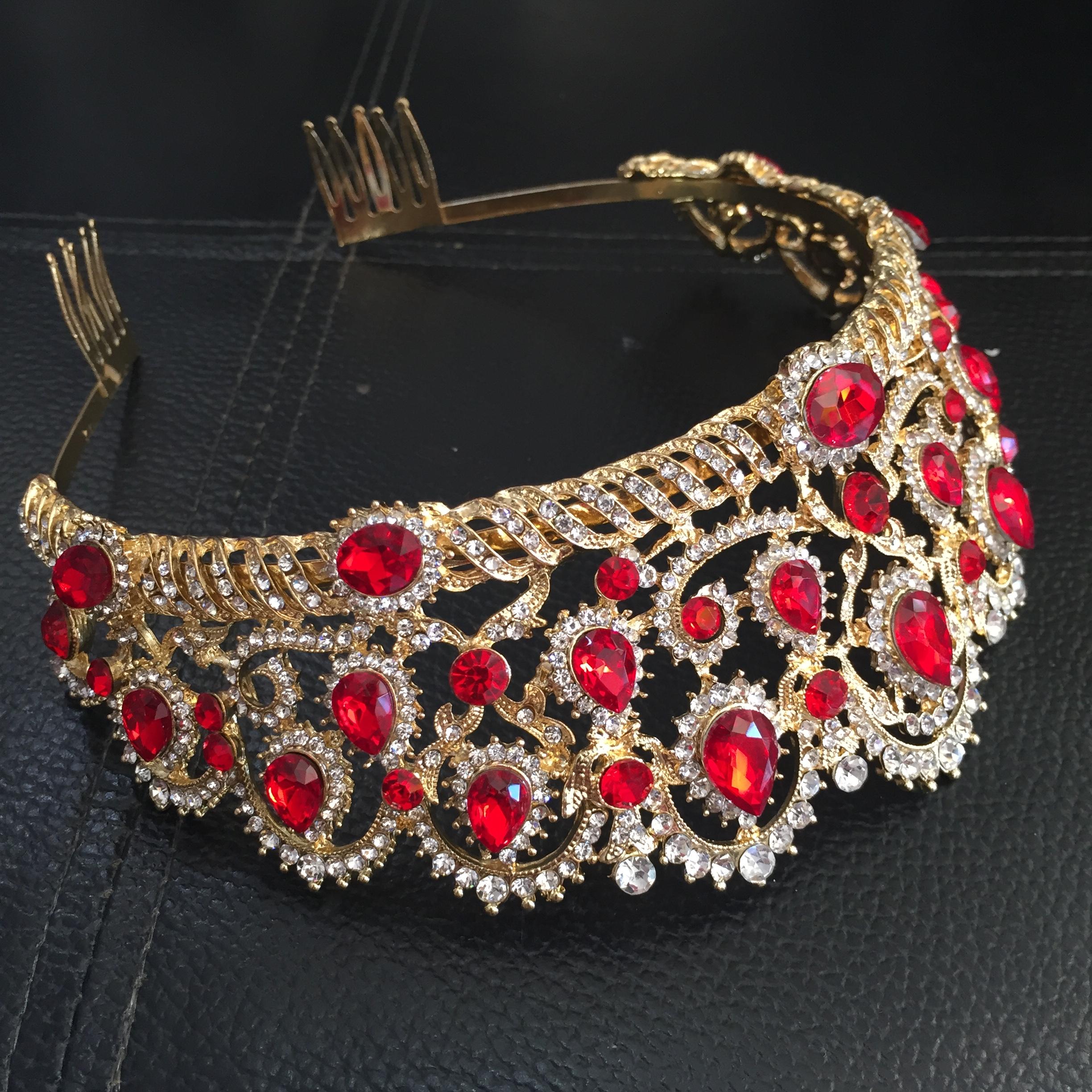 (พร้อมส่ง) เทียร่า 024 สีแดง มงกุฎนางงาม มงกุฎเจ้าหญิง งานสวย ปราณีต QCเพชรทุกเม็ด สินค้าพร้อมส่งจากไทย