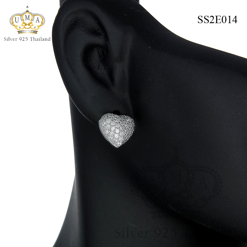 ต่างหูเงินแท้925ประดับเพรชแท้สวิส