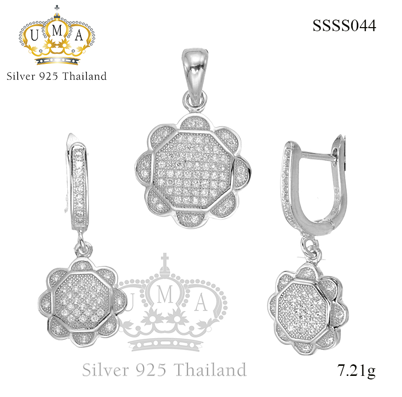 ต่างหูพร้อมจี้ ( เงิน ) = Earring with Pendant ( Silver )