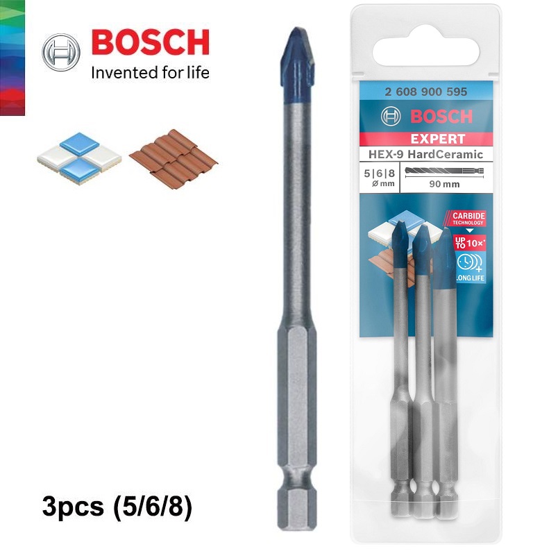 โฮลซอเจาะกระเบื้องแบบหัวธนู 3ชิ้น BOSCH 2608900595