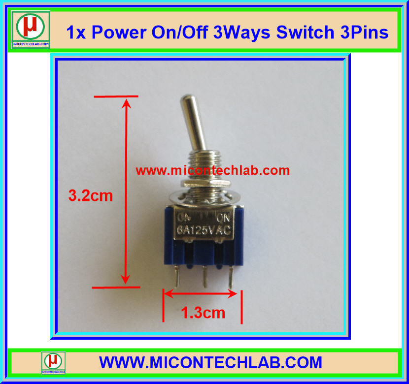 1x สวิตซ์เปิดปิด 3 ทาง Power On/Off SPDT Switch