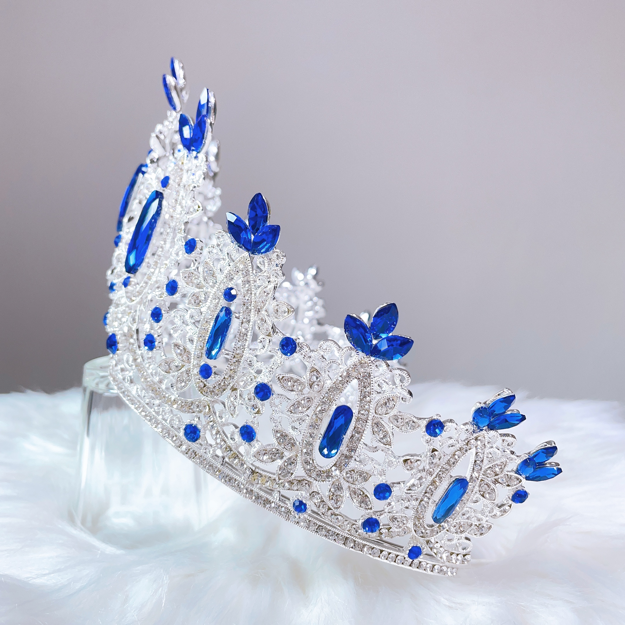 (พร้อมส่ง) เทียร่า 394 สีน้ำเงิน มงกุฎนางงาม มงกุฎเจ้าสาว มงกุฎเพชร งานพรีเมี่ยม สินค้าพร้อมส่งจากไทย